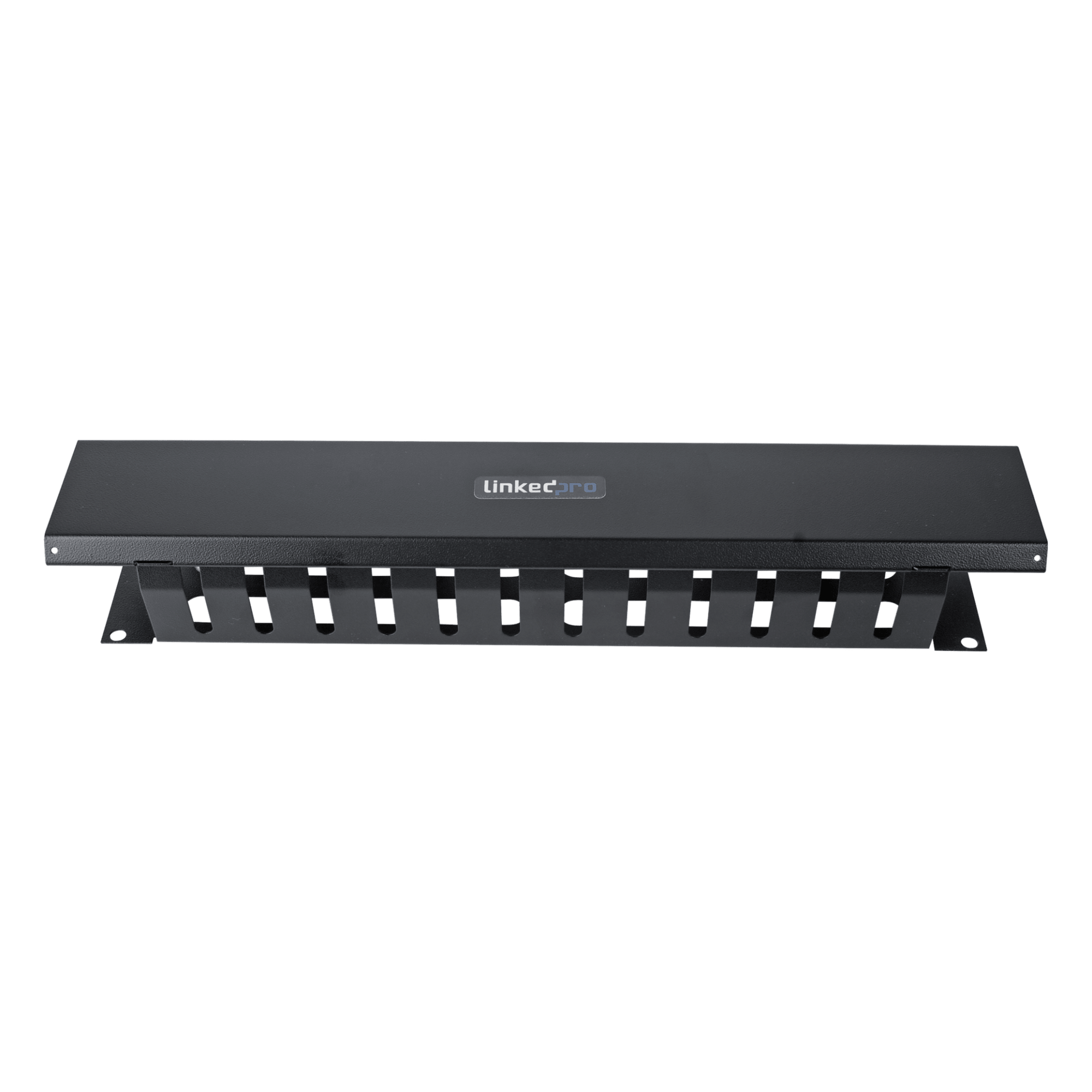 Organizador de Cables Horizontal / 2U para Rack 19" / Capacidad 125 Cables Cat5 / Cubierta Metálica / Acero con Pintura Electrostática — LINKEDPRO BY EPCOM · SKU LPCM-042U