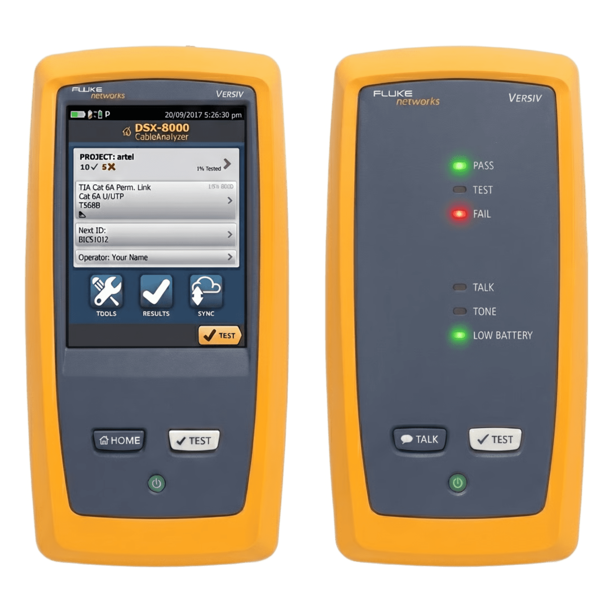 Certificador DSX-8000 para Cable de Cobre Cat5e, Cat6, Cat6A y Cat8, Con Módulos OLTS Quad CertiFiber Pro, Con WiFi Integrado y Pantalla LCD de 5.7 Pulgadas (14.48 cm), Versión Internacional