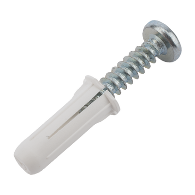 Paquete de 20 taquetes blancos  3/4" y 20 tornillos 8mm x 3/4" (1101-05002)
