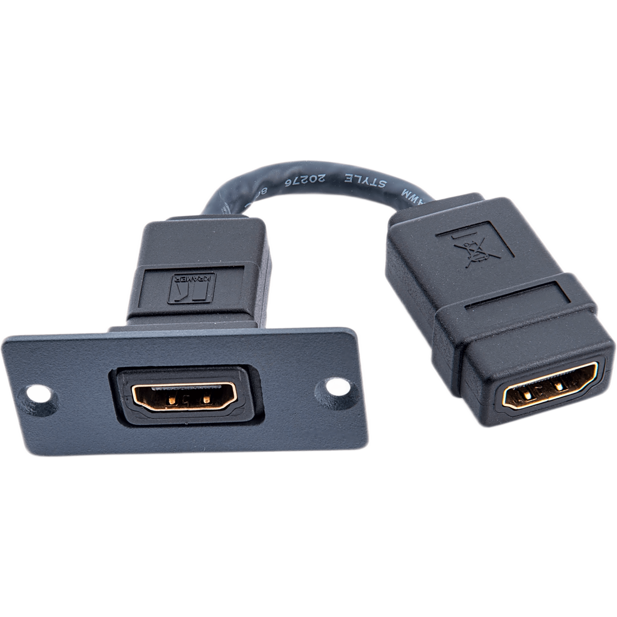 Wall Plate Inserción HDMI / Espacio Simple / Conexión Frontal y Trasera / Diseño Pasivo / 5.05 x 5.80 x 2.34 cm — KRAMER · SKU W-H(W-HDMI)(B)