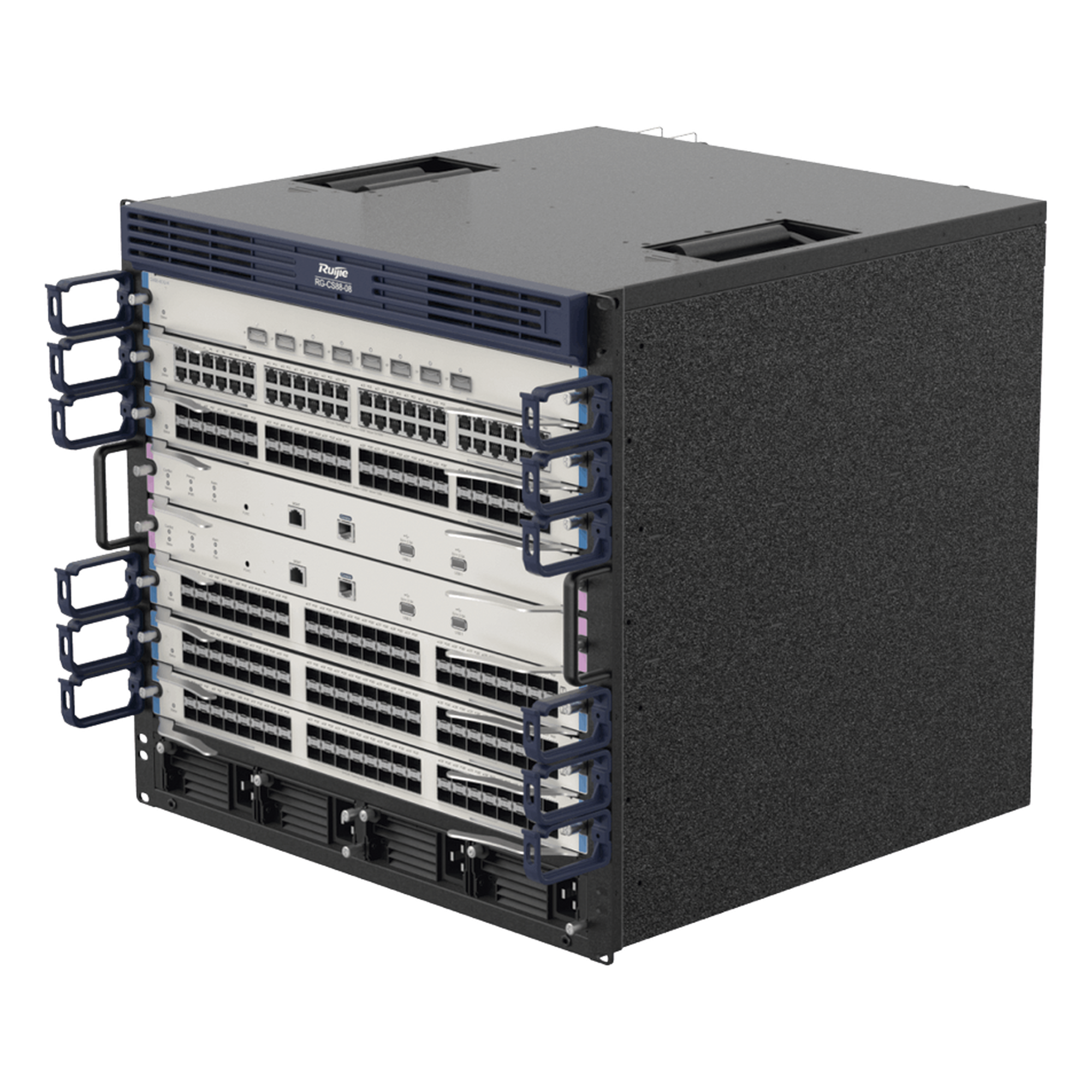 Switch Core L3 Chassis / 6 Slots de Expansión / 2 Supervisores Redundantes / Diseño Modular / Alta Disponibilidad — RUIJIE · SKU RG-CS88-08
