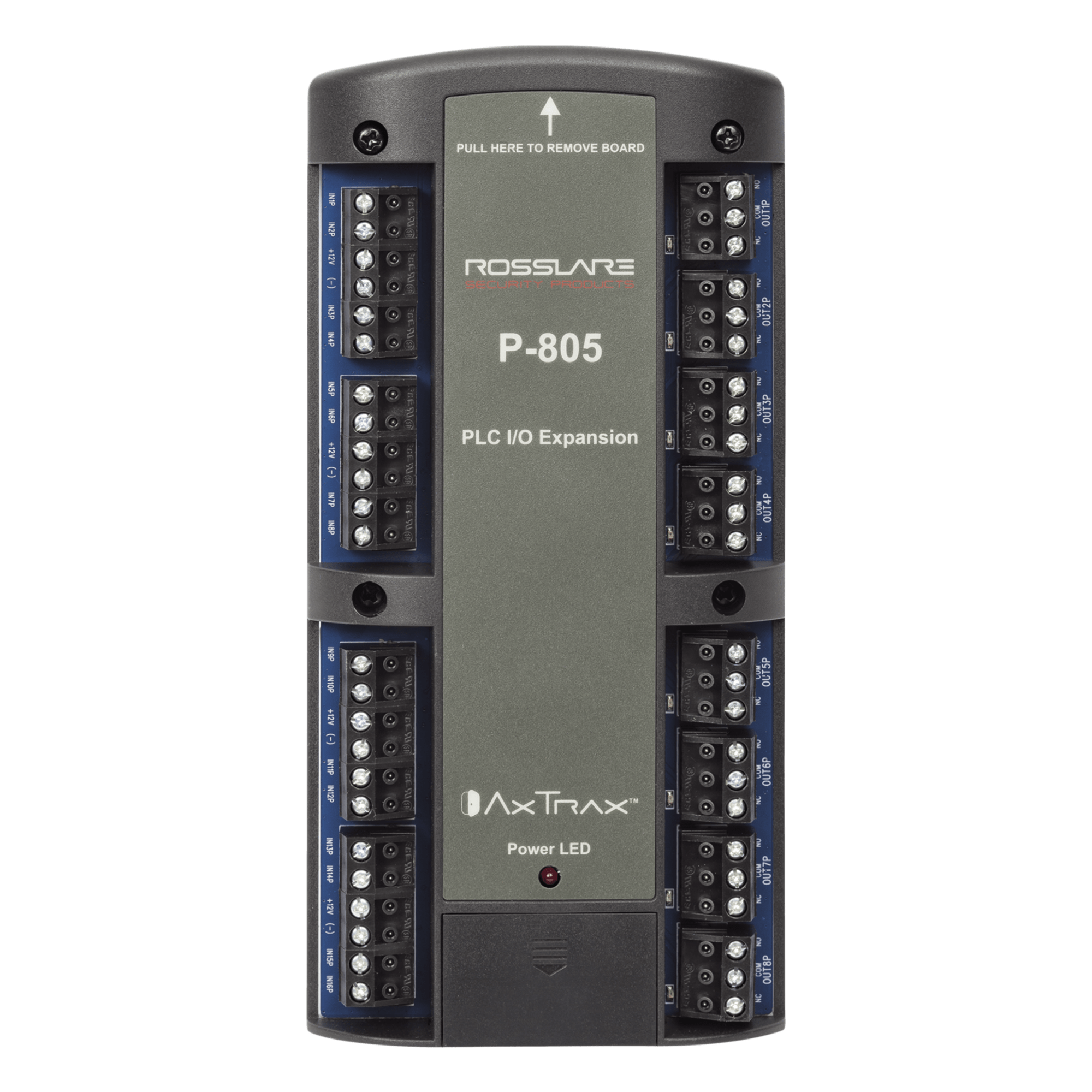 Tarjeta de Expansión / 16 Entradas Supervisadas / 8 Salidas Relevadores Tipo C 5A / 1.13 x 1.31 x 0.03 ft — ROSSLARE SECURITY PRODUCTS · SKU P-805
