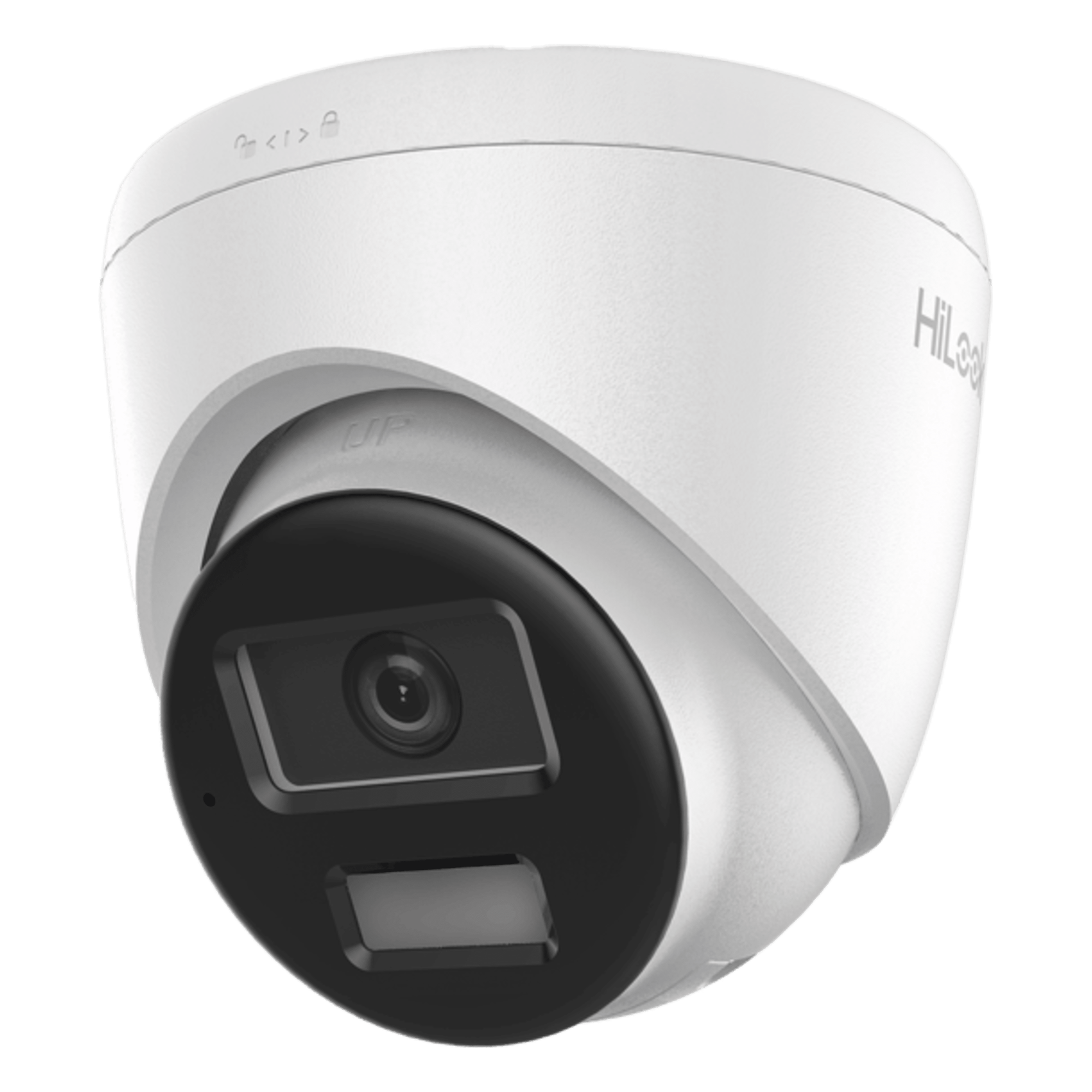 Cámara Turret IP / 4 Megapixel / Dual Light 20 m (65.6 ft) / Lente 2.8 mm / 104° / Audio Integrado / IP67 / PoE — HiLook by HIKVISION · SKU IPC-T240HA-LUC