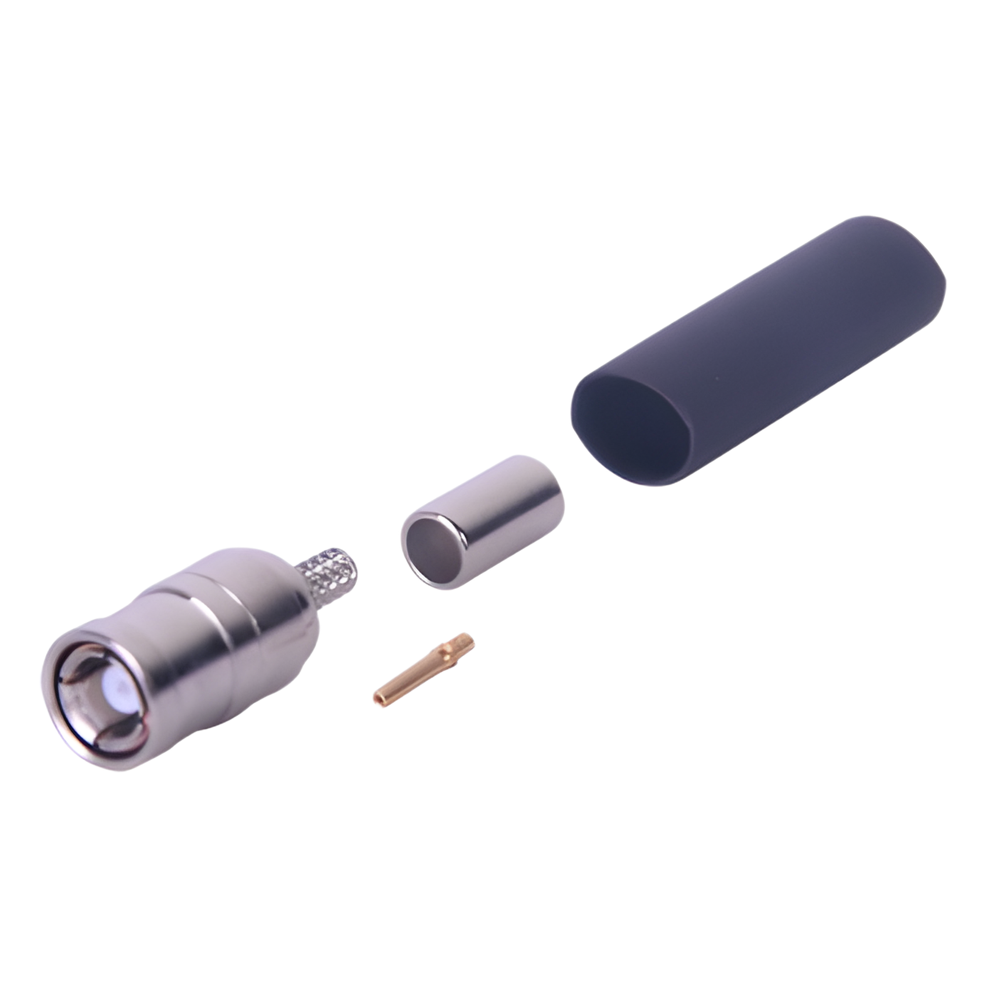 Conector Coaxial SMB Macho / Anillo Plegable / Contacto Hembra / Cables RG-174/U, 8216 / Cuerpo Niquelado / Aislante Teflón — RF INDUSTRIES,LTD · SKU RSB-4000-B-03