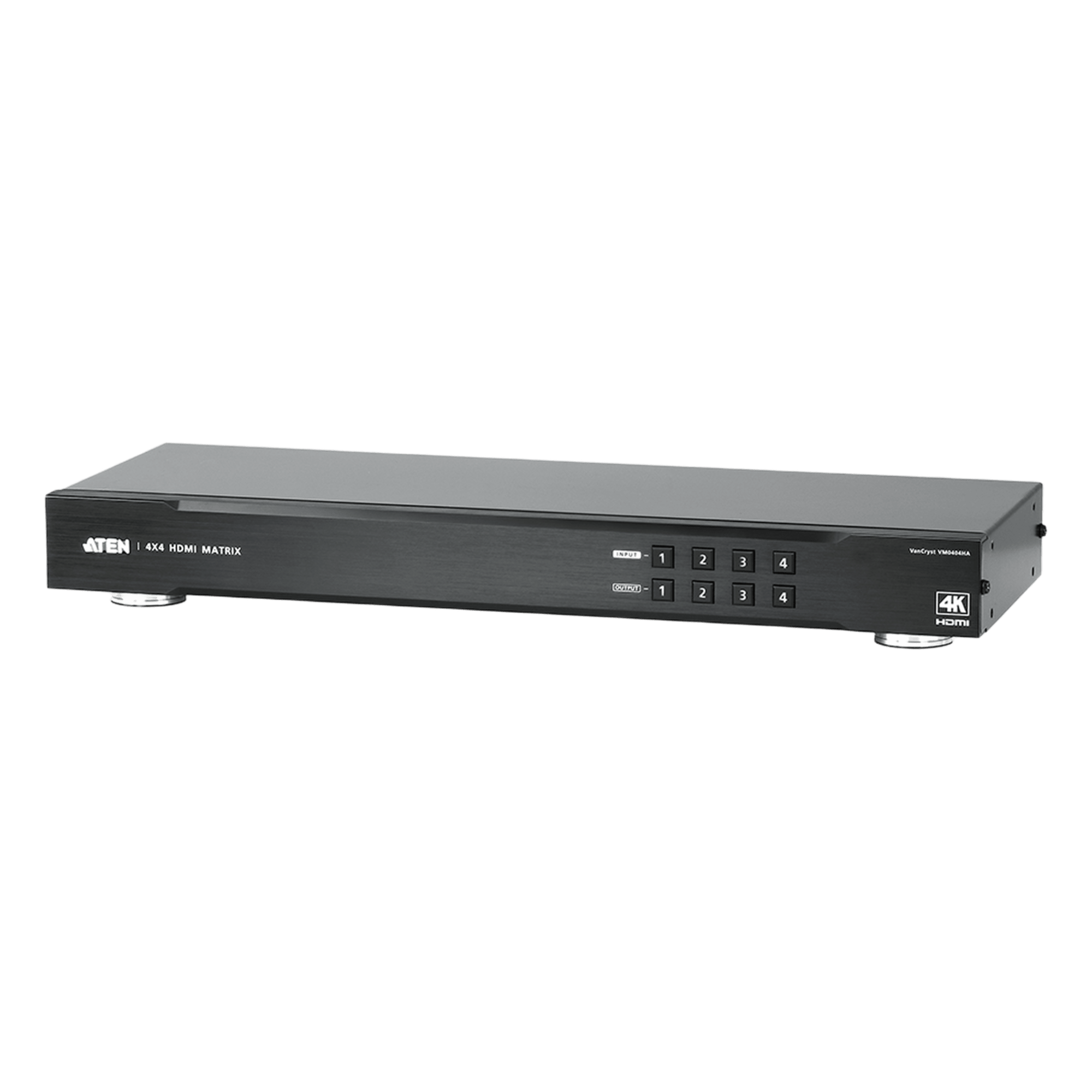 Conmutador Matricial HDMI / 4x4 / 4K UHD y DCI / 10.2 Gbps / RS-232 e IR / 5m entrada 16ft salida — ATEN · SKU VM0404HA