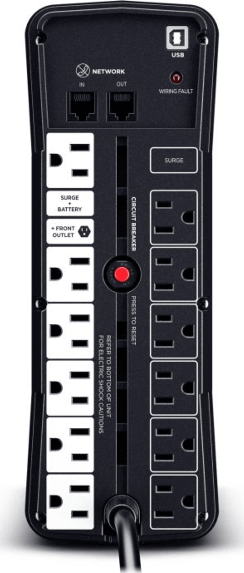 UPS Gamer de 1500 VA/1000 W, Topología Línea Interactiva, Entrada 120 Vca  NEMA 5-15P, y 13 Salidas NEMA 5-15R, Puerto USB, Con Regulador de Voltaje (AVR)