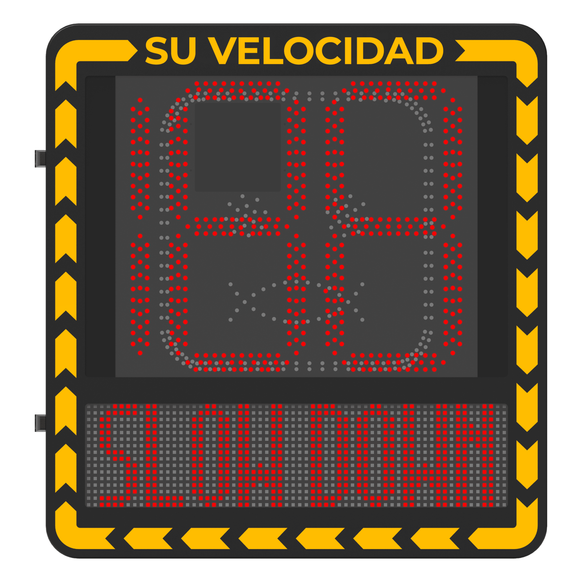 Radar Medidor de Velocidad / Detección 100 m (328.1 ft) / 32 Objetivos / 3 Carriles / Pantalla LED 3000 cd/m² / IP66 / Ethernet — HIKVISION · SKU YJP7681-188-RR