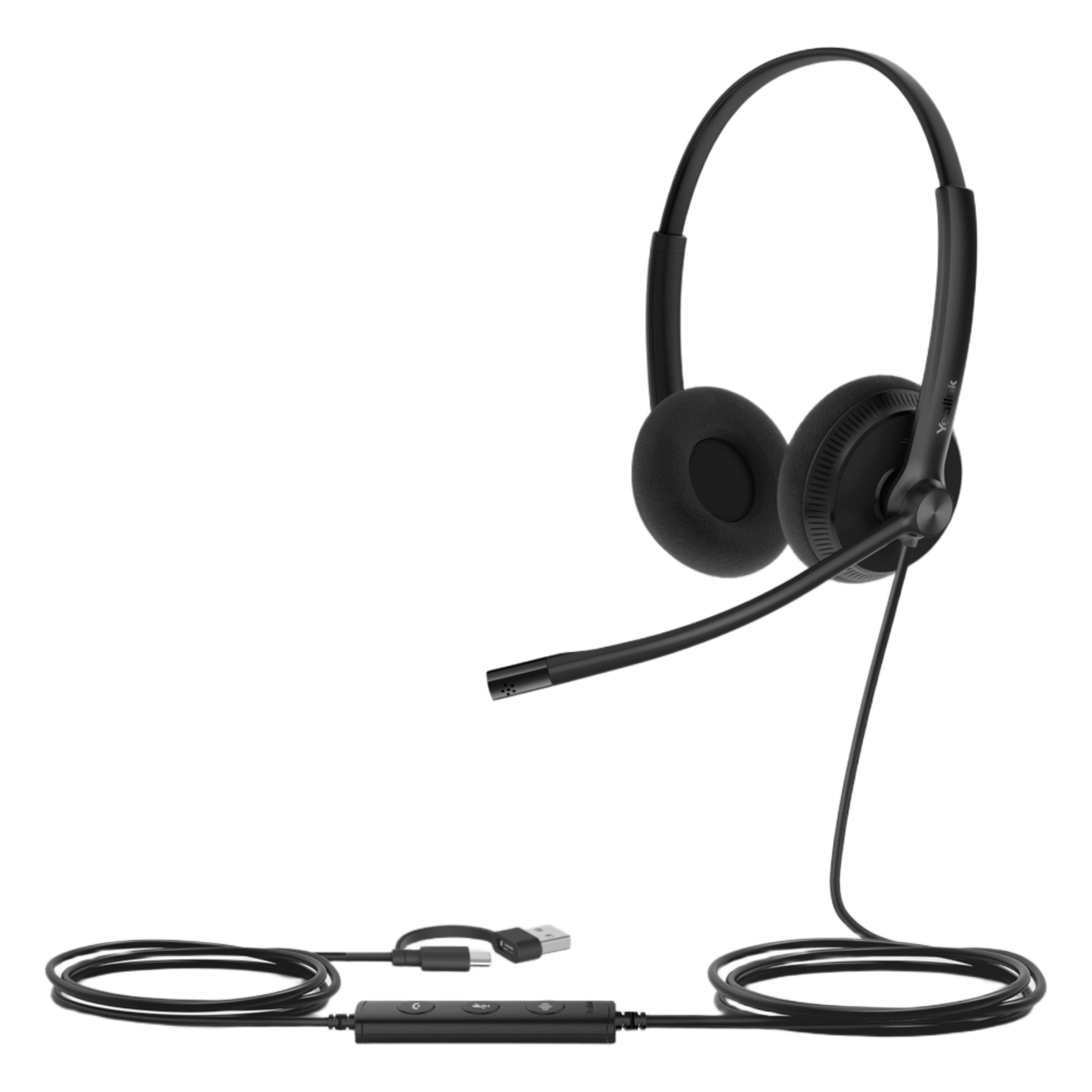 Auriculares USB / Cancelación de Ruido con IA y ANC Híbrido / Certificación Microsoft Teams Premium / Altavoz 35 mm HD / USB-C/A Plug-and-Play / Indicador LED de Ocupado — YEALINK · SKU UH34-LITE-DUAL-TEAMS-USB-C/A