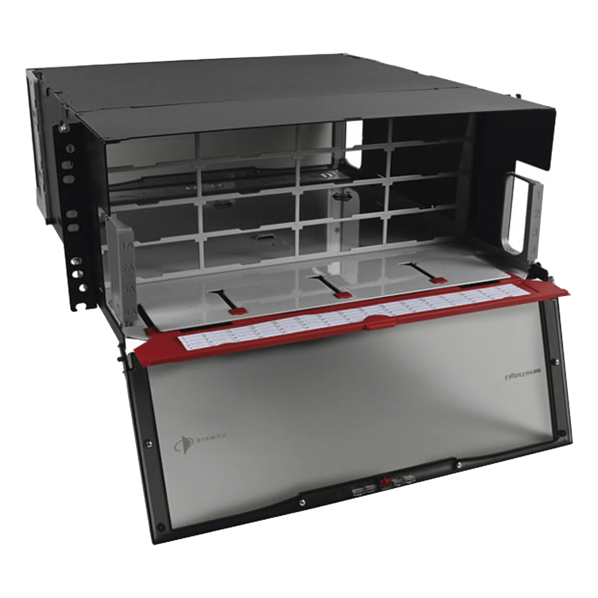 Distribuidor de Fibra Óptica de Alta Densidad / 4 UR / 16 Placas Plug and Play / Hasta 384 Fibras / Rack 19" (48.26 cm) — SIEMON · SKU LVE-4U-MD-P01A