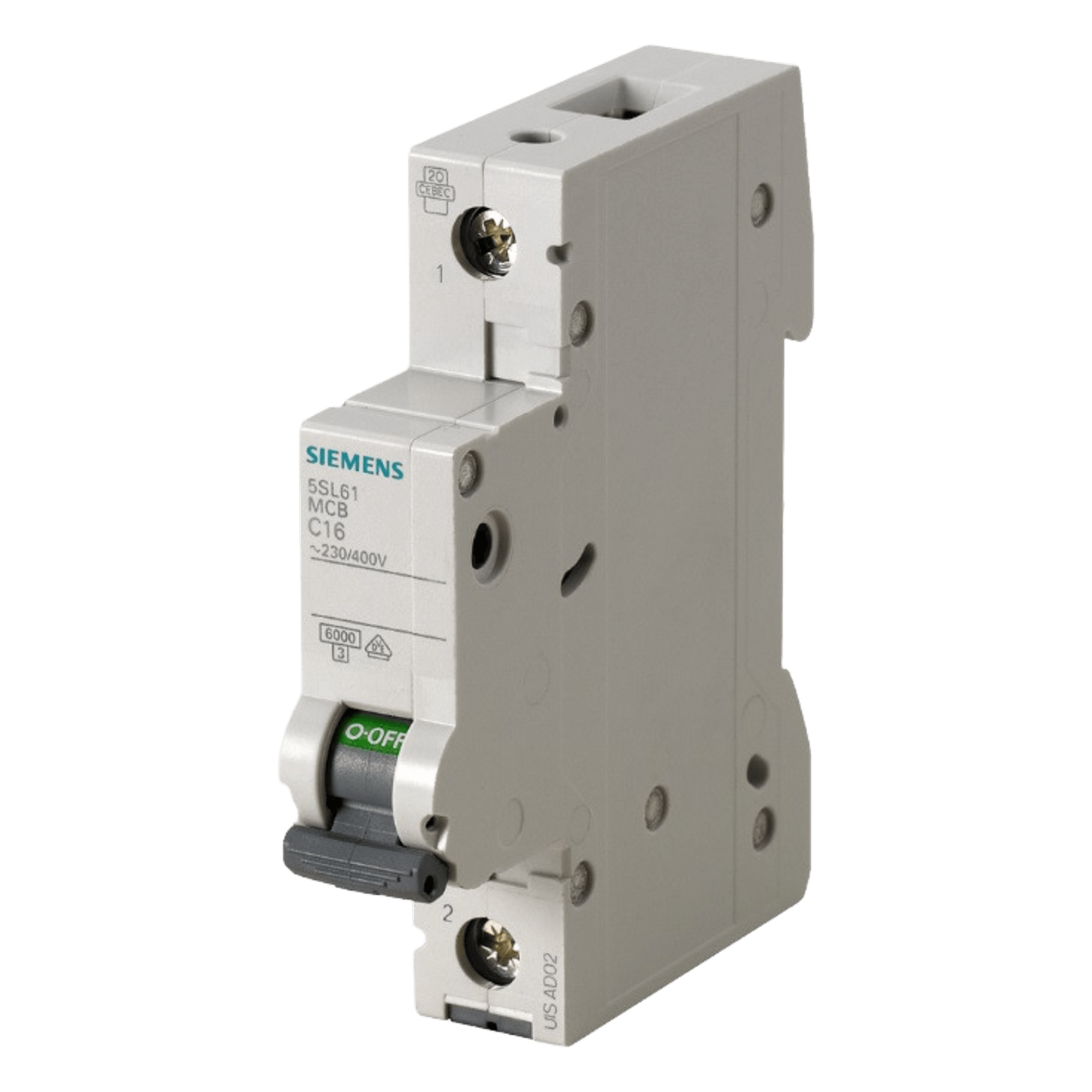 Interruptor automático magnetotérmico / 1 polo / 2 A / Curva C / 6 kA / 400 V — SIEMENS · SKU 5SL61027CC