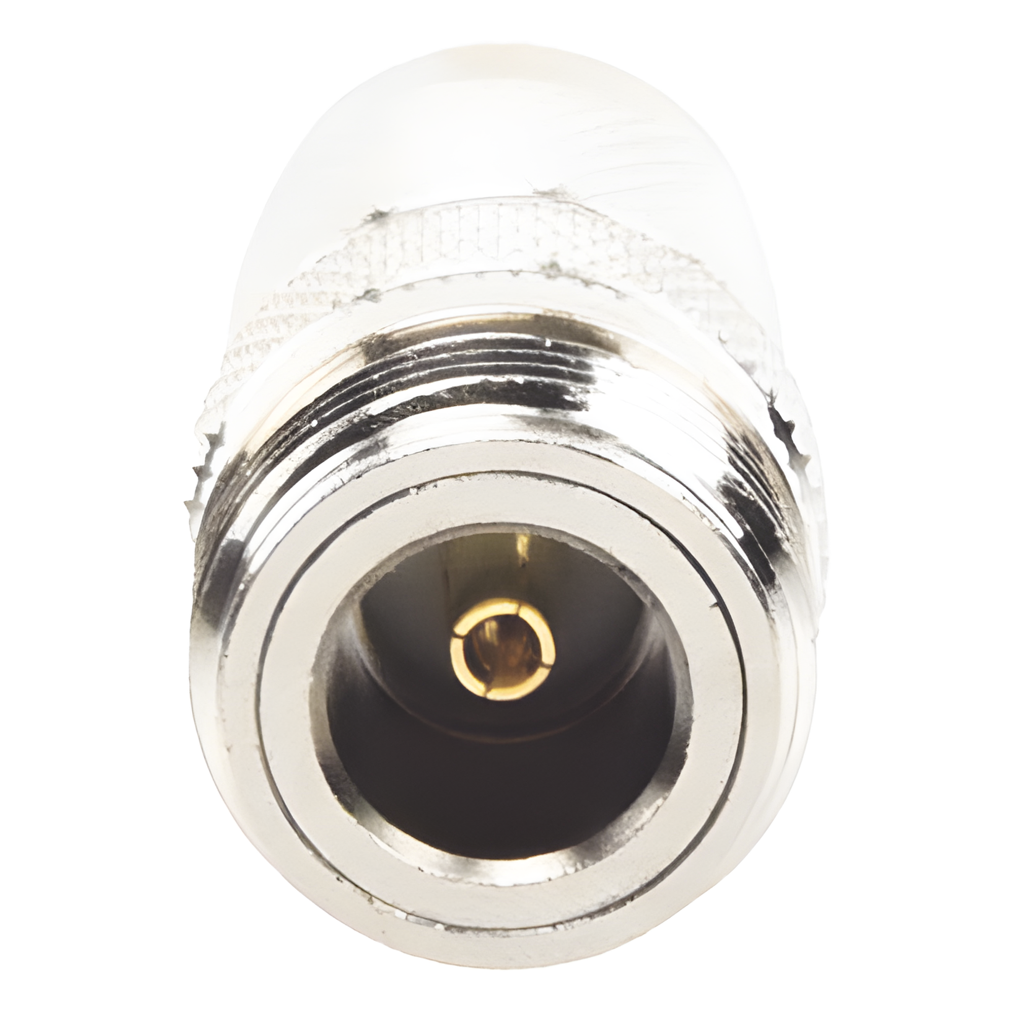 Adaptador RF Coaxial / TNC Macho a N Hembra / Montaje en Línea / Frecuencia 11 GHz / Bronce Niquelado / Contacto Oro / Aislante Teflón — RF INDUSTRIES,LTD · SKU RFT-1234