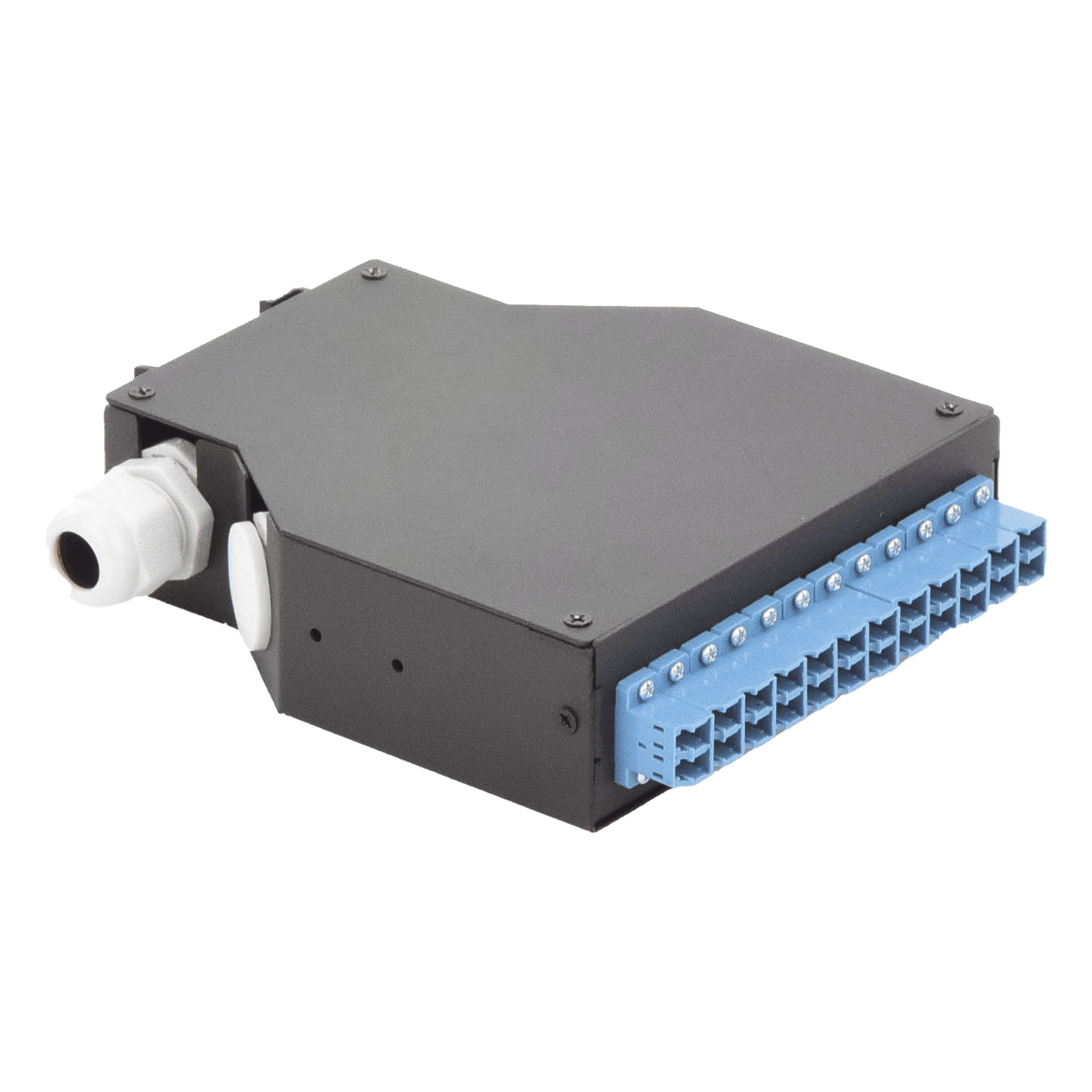 Distribuidor de Fibra Óptica / Riel DIN / 12 Acopladores LC/UPC Duplex / Monomodo / 24 Fusiones / 4 x 12.6 x 14.2 cm (1.57 x 4.96 x 5.59 in)
