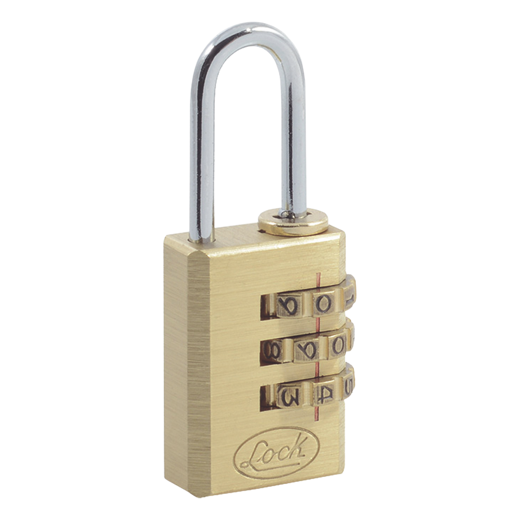 Candado de Combinación / Cuerpo Latón 20 mm / Gancho 3 mm / 3 Pasos de Seguridad / Nivel 3 / Discos Programables — LOCK · SKU SYS-10CA