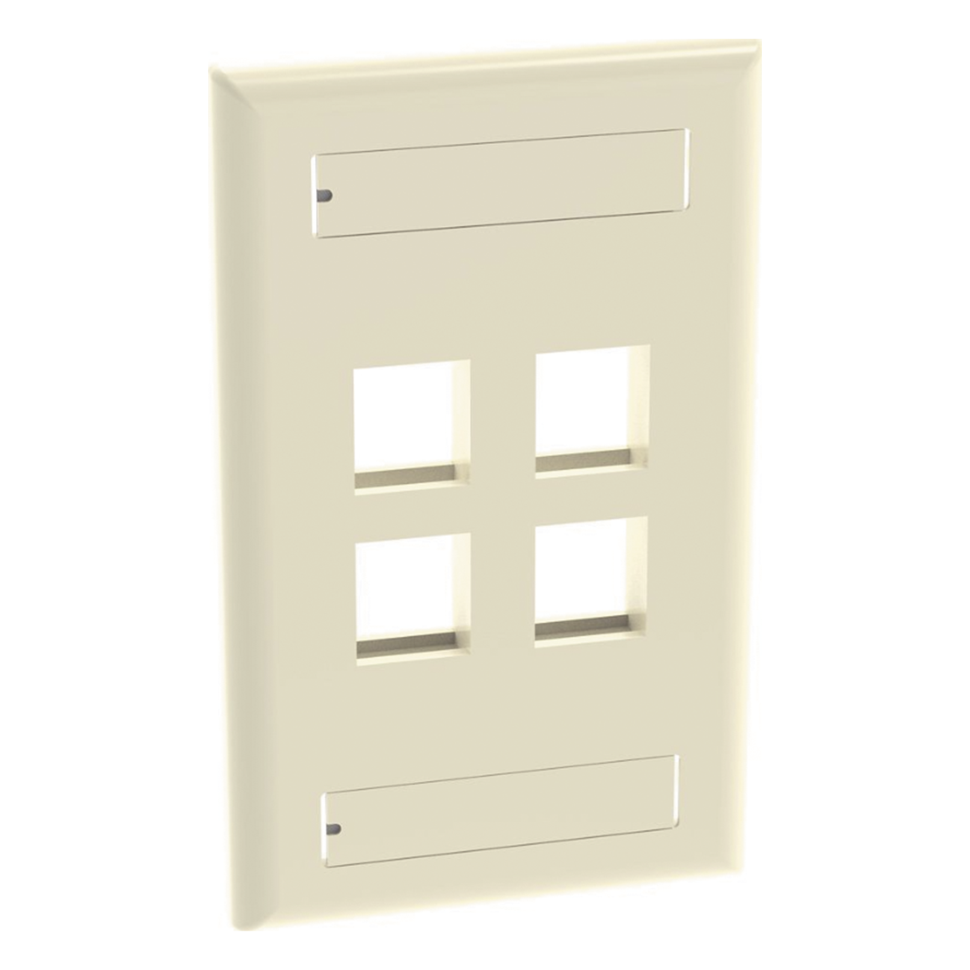 Placa de Pared Vertical / 4 Puertos Keystone / ABS / 69.8 x 114.3 mm / 2.75 x 4.5 pulg. / Marfil