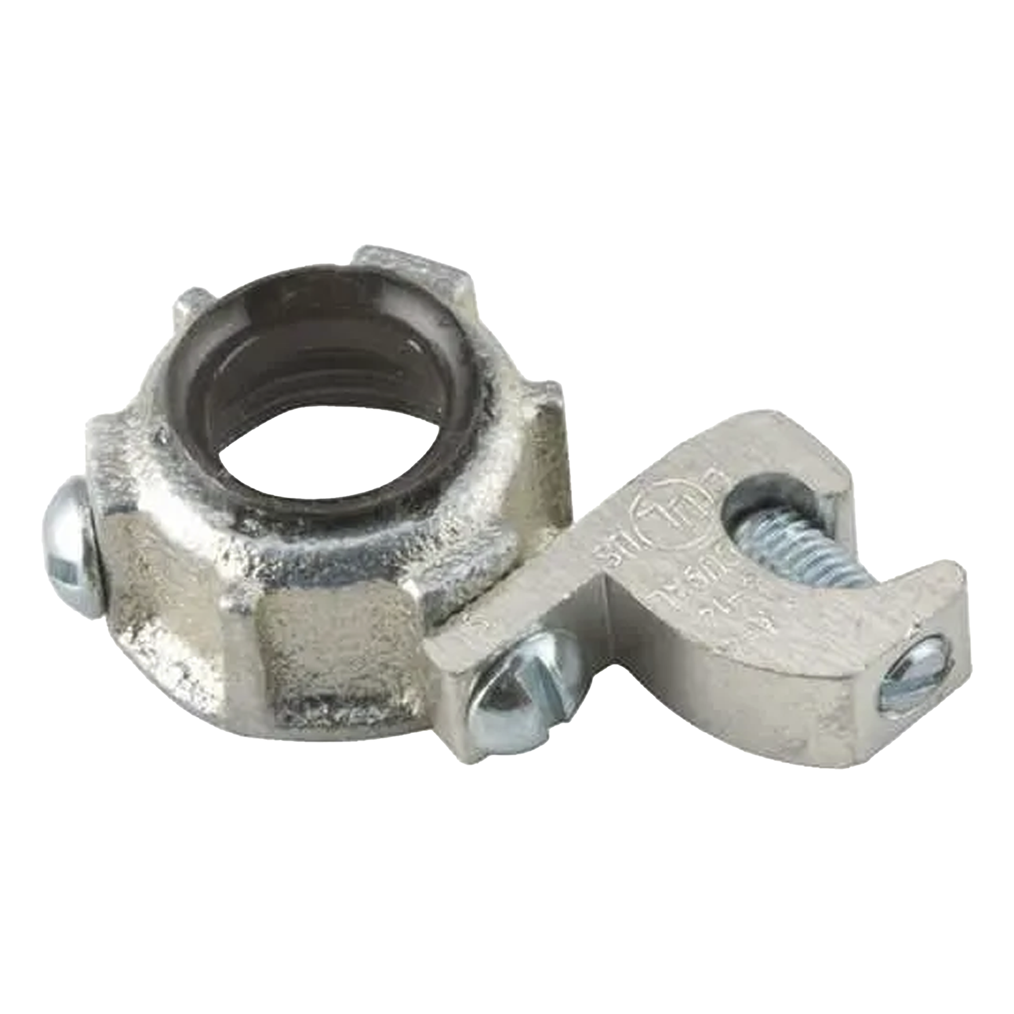 Conector para Conduit Rígido IMC / 1 1/2 in (38.1 mm) / Hierro Maleable / Conexión a Tierra #4 Trenzado / UL y CSA — RACO · SKU HUB-1216