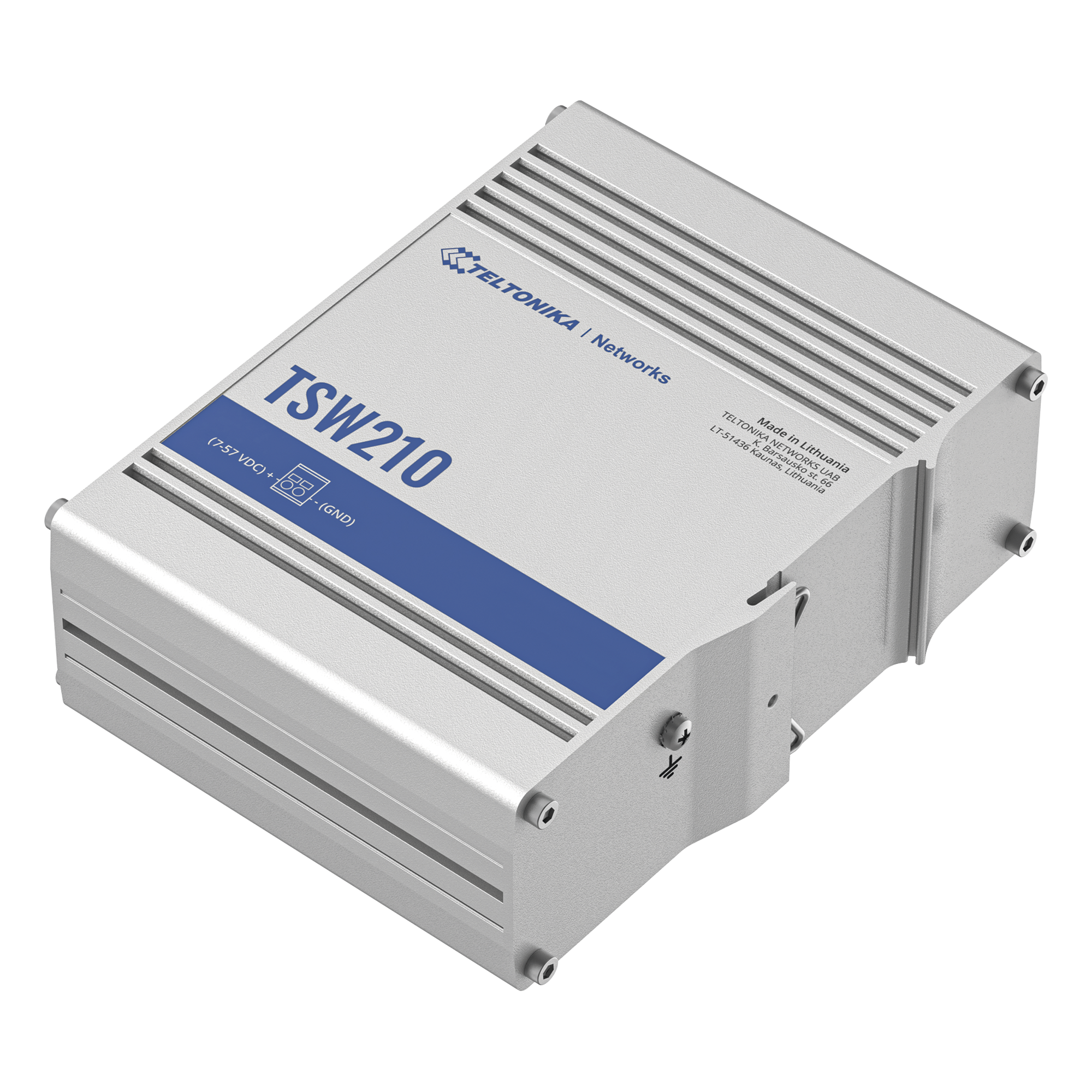 Switch Industrial No-Administrable / 8 Puertos Gigabit / 2 SFP 1G / IP30 / -40°C a +75°C / 4.53 x 3.74 x 1.10 pulgadas — TELTONIKA · SKU TSW210