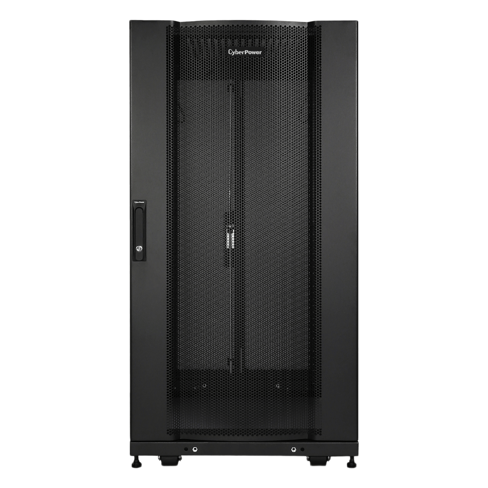Gabinete Rack / 24U / Montaje en Pared o Piso / Carga Estática 1,365 kg / Puerta Perforada Hexagonal / Rieles Ajustables 905 mm — CYBERPOWER · SKU CR24U11001