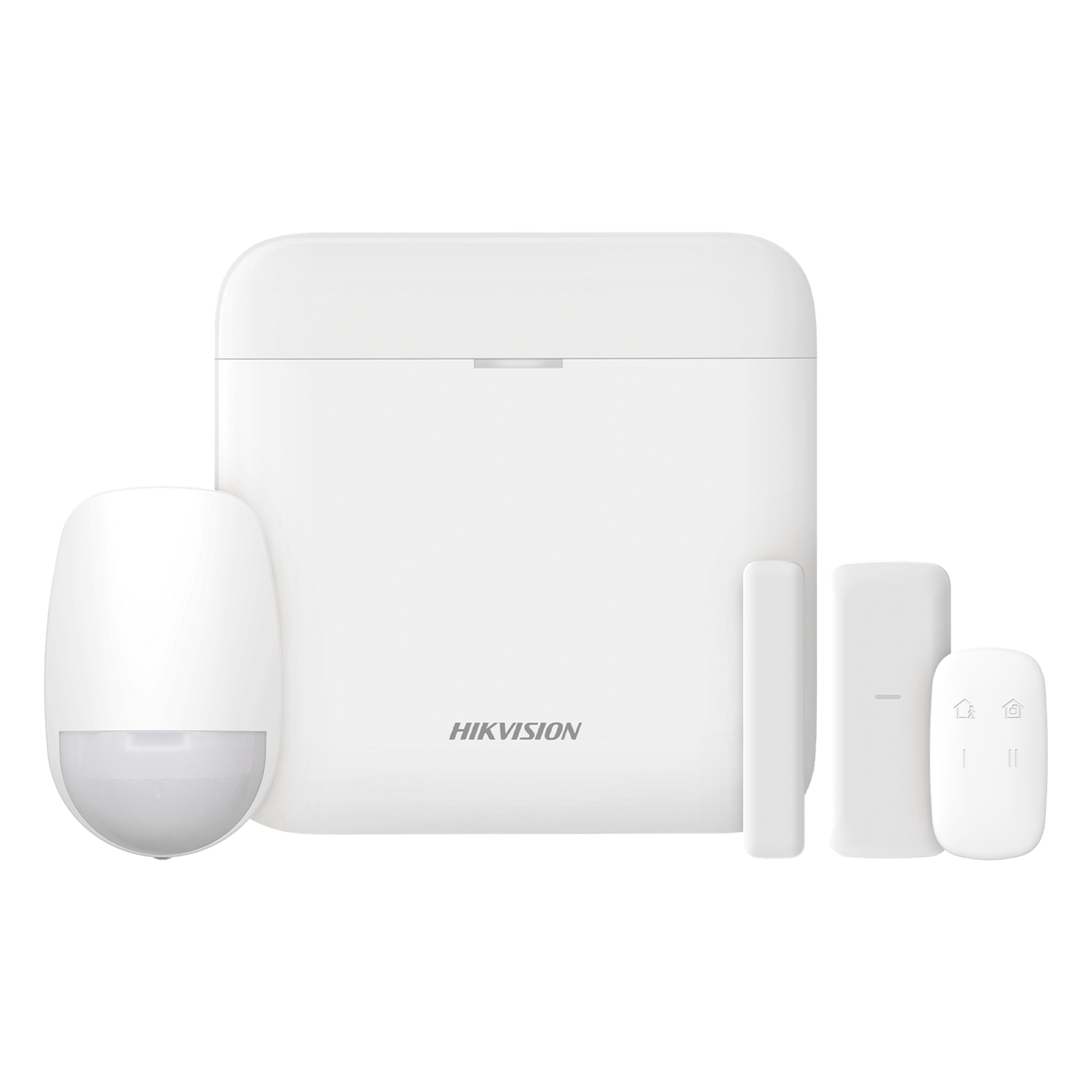 Kit de Alarma Inalámbrica / 48 Zonas / GSM 3G/4G Dual SIM / Wi-Fi 2.4 GHz / Hub con Batería de Respaldo / 1 PIR / 1 Contacto Magnético Slim / 1 Control Remoto — HIKVISION · SKU DS-PWA48-KS-SLIM