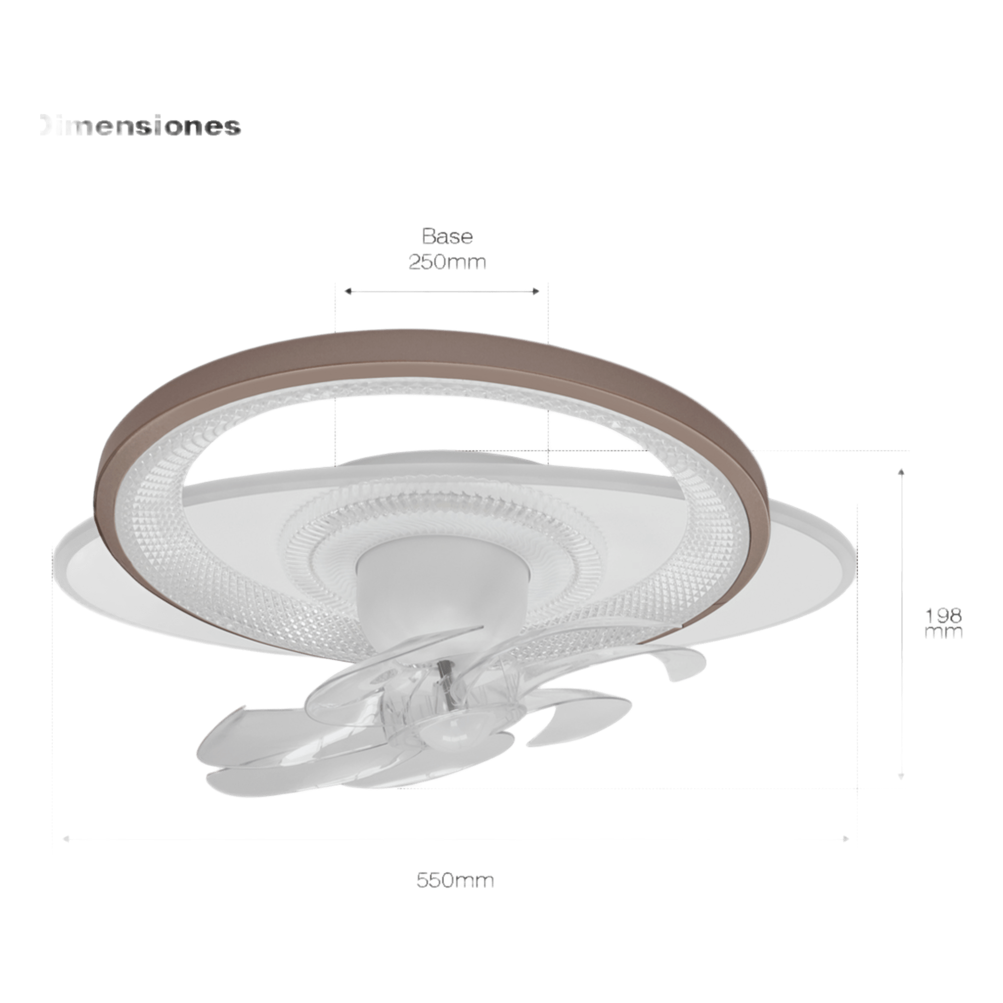 Ventilador de Techo con Luminario LED / 88 W / 6 Velocidades / 3 Tonos de Luz 2700-6500 K / Giro 360° / Diámetro 550 mm / Dimeable — JWJ · SKU JLV-016