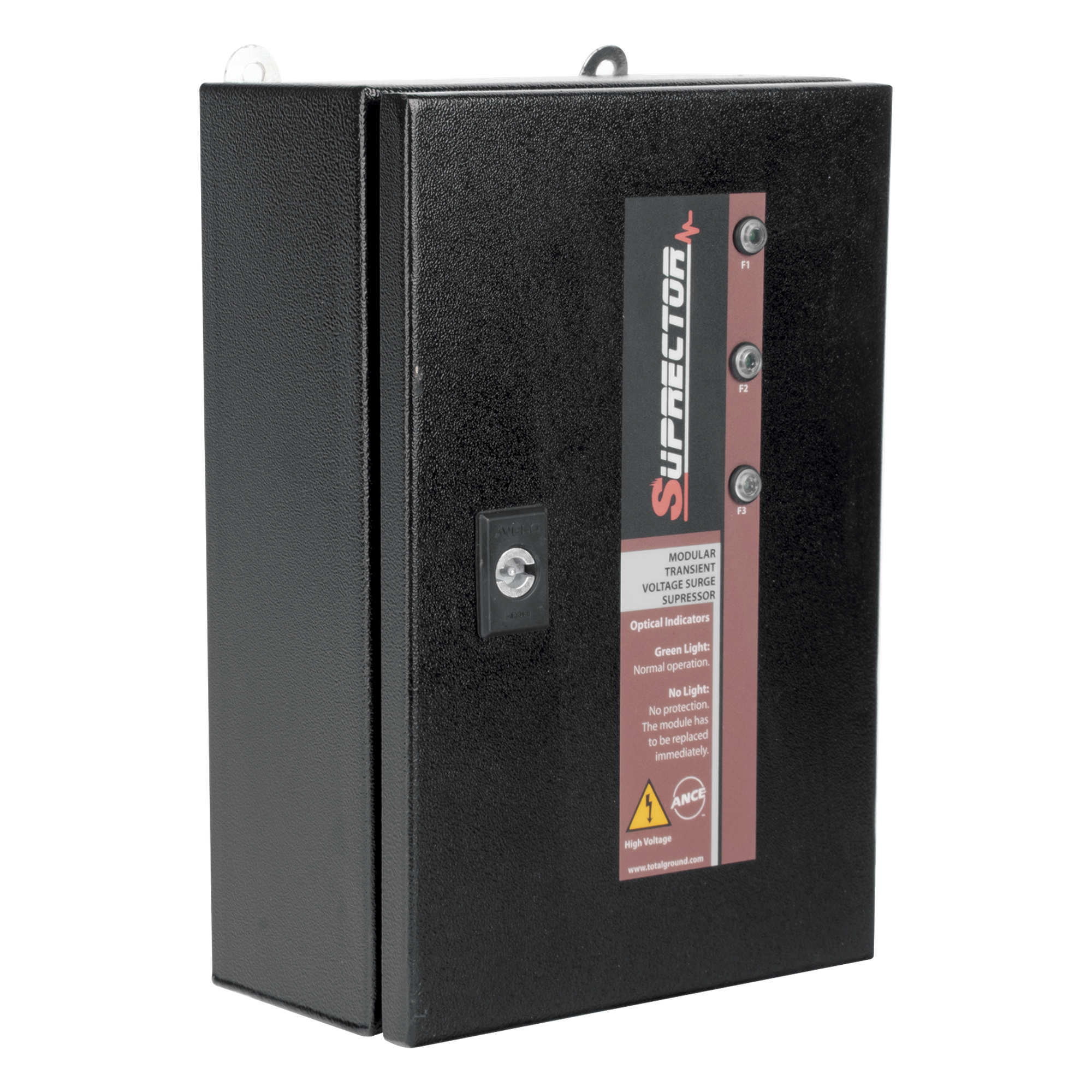 Supresor de Transientes Clase B / 60 kA / 127/220 Vca / 2 Fases / Gabinete NEMA 4 / 30x20x12 cm (11.8x7.9x4.7 in) — TOTAL GROUND · SKU SUPR-60-2-FASO