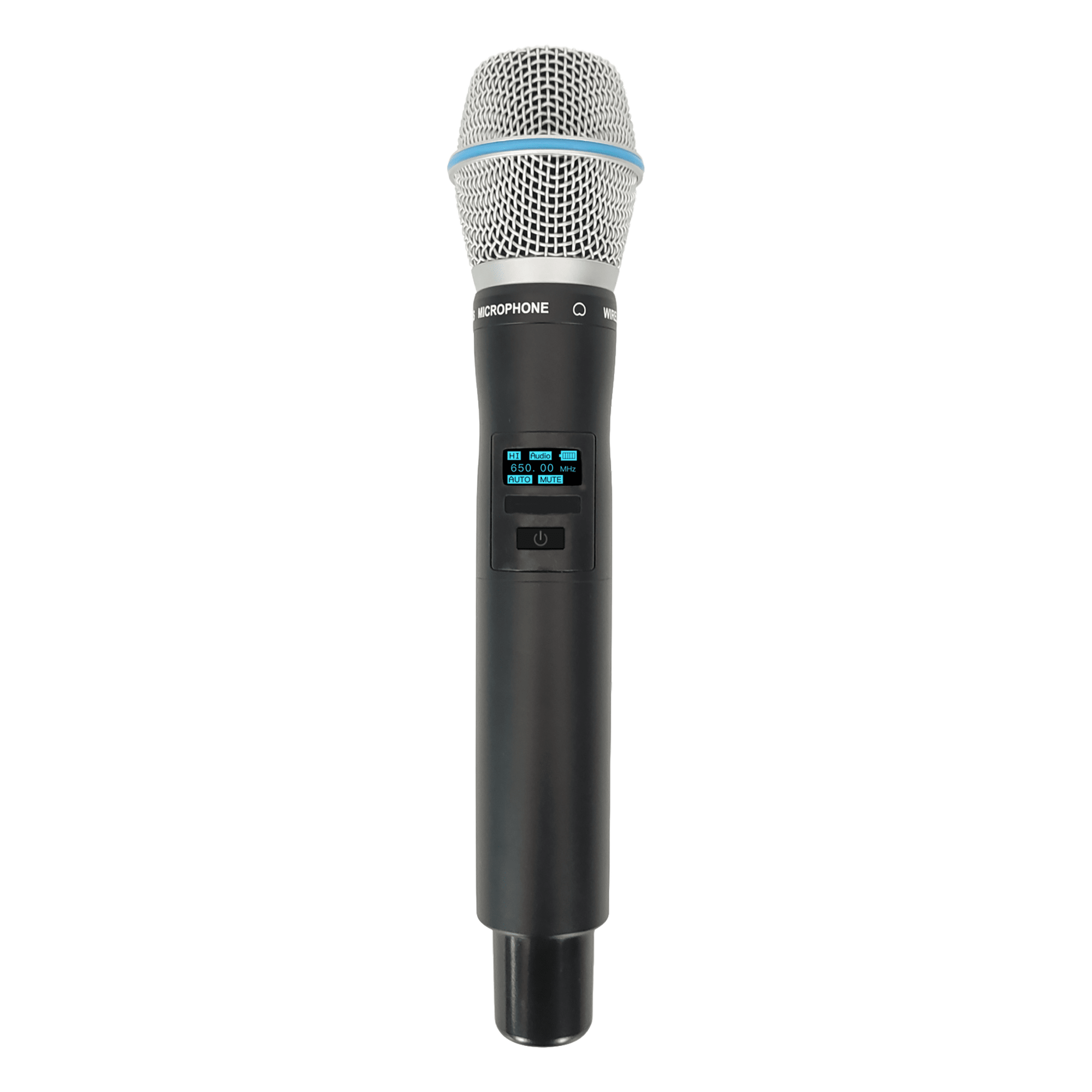 Micrófono Inalámbrico de Mano / UHF 470-830 MHz / Modulación Digital PI/4-DQPSK / Autonomía >10 Horas / Mute Automático por Caída / Display OLED / 7 Niveles Potencia — EPCOM PROAUDIO · SKU EP-59H