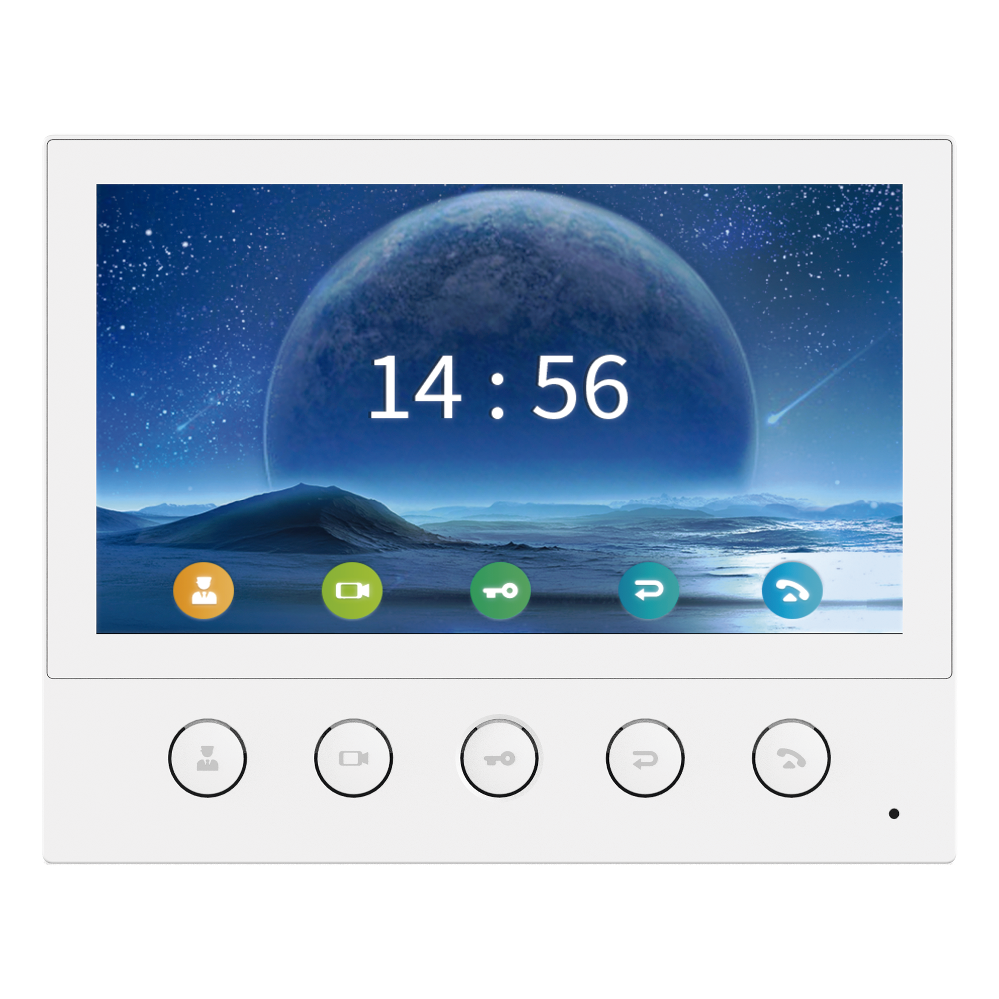 Monitor IP/SIP para interior, Wi-Fi, pantalla táctil de 7", audio de 2 vías, PoE, 8 interfaces de entrada de alarma.