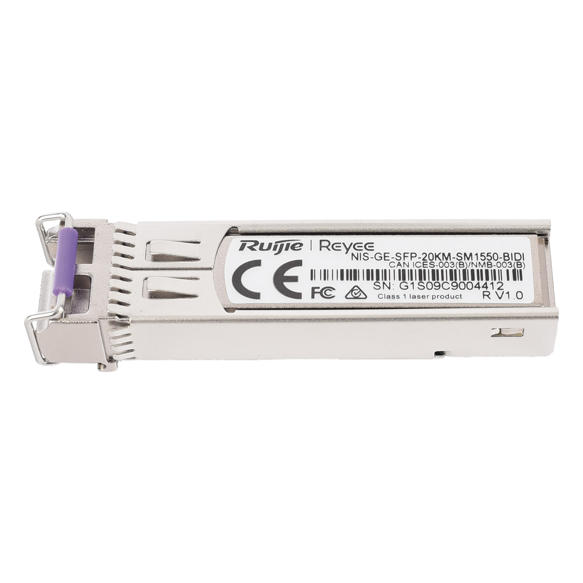 Transceptor SFP Industrial / 1 Gigabit / BIDI Monomodo / 20 km (65,616 ft) / TX 1550 nm / RX 1310 nm / -40 a 85 °C / LC — RUIJIE · SKU NIS-GE-SFP-20KM-SM1550-BIDI