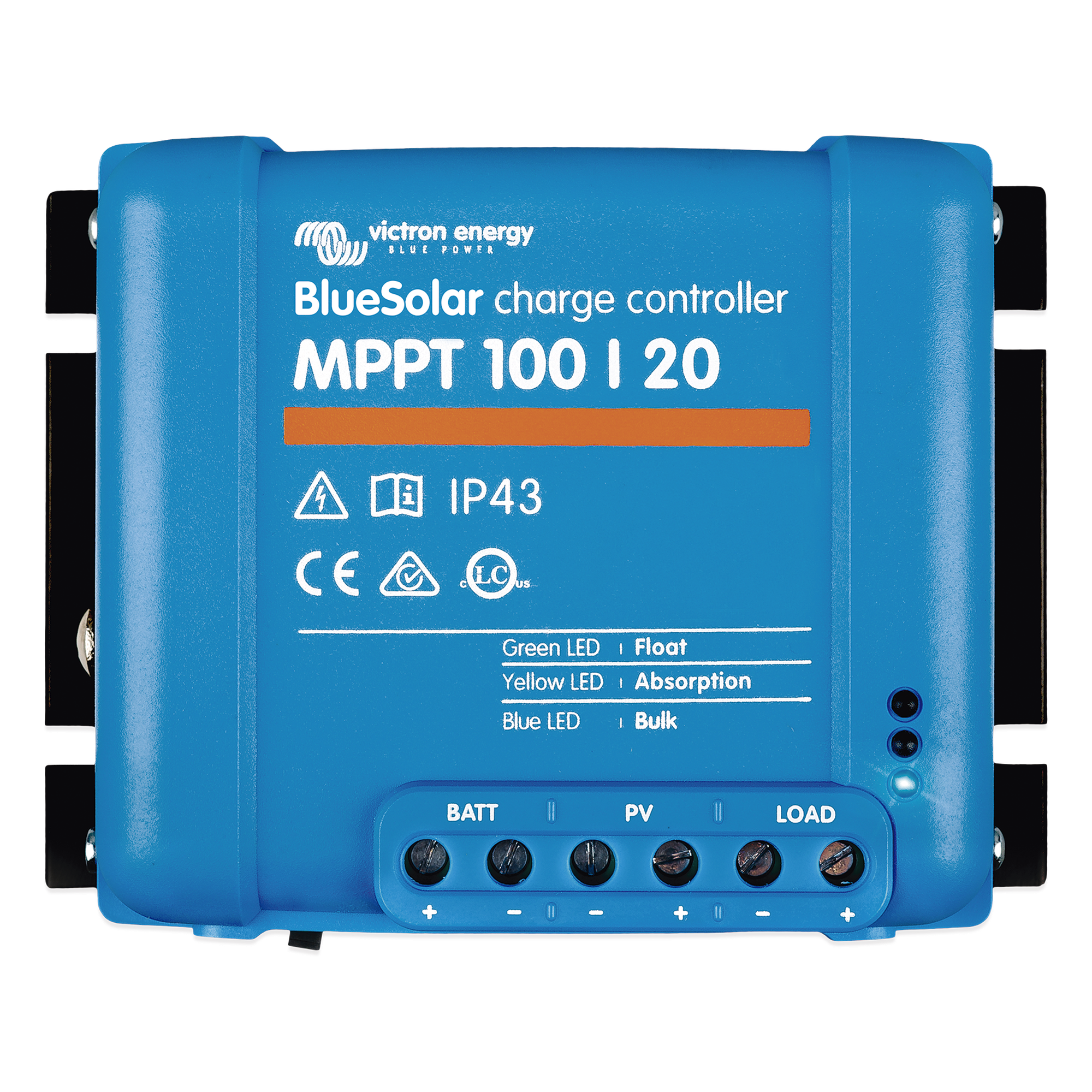 Controlador de Carga Solar MPPT / 20 A / 12/24/48 Vcc Automático / Eficiencia 98% / Rango -30°C a 60°C (-22°F a 140°F) / VE.Direct — VICTRON ENERGY · SKU BSMPPT100/20