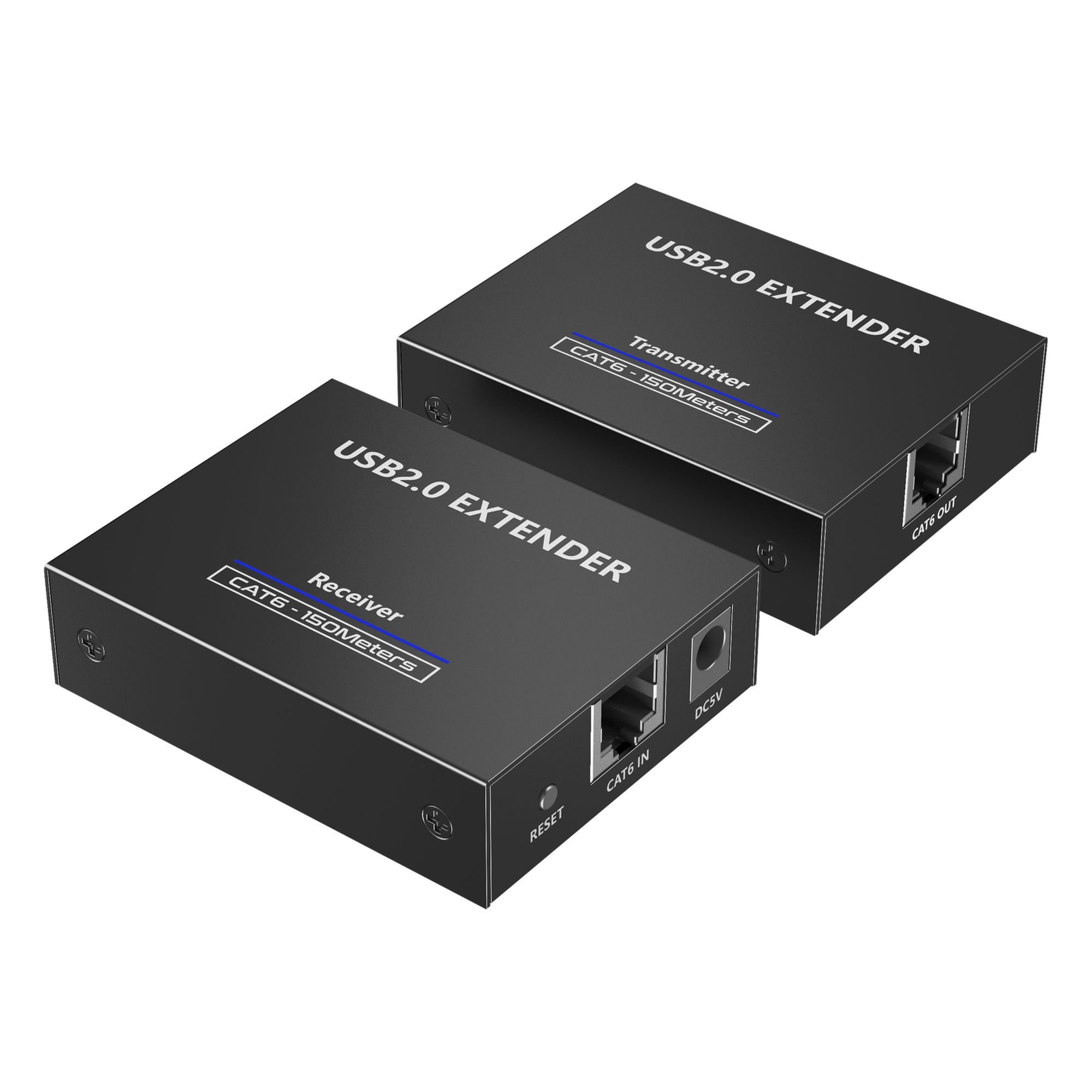 Extensor USB 2.0 / 4 Puertos / Alcance 150 m (492.1 ft) / Cat 5e/6/6a/7 / Conexión en Cascada / Protección contra Sobretensiones — EPCOM TITANIUM · SKU TT150USB