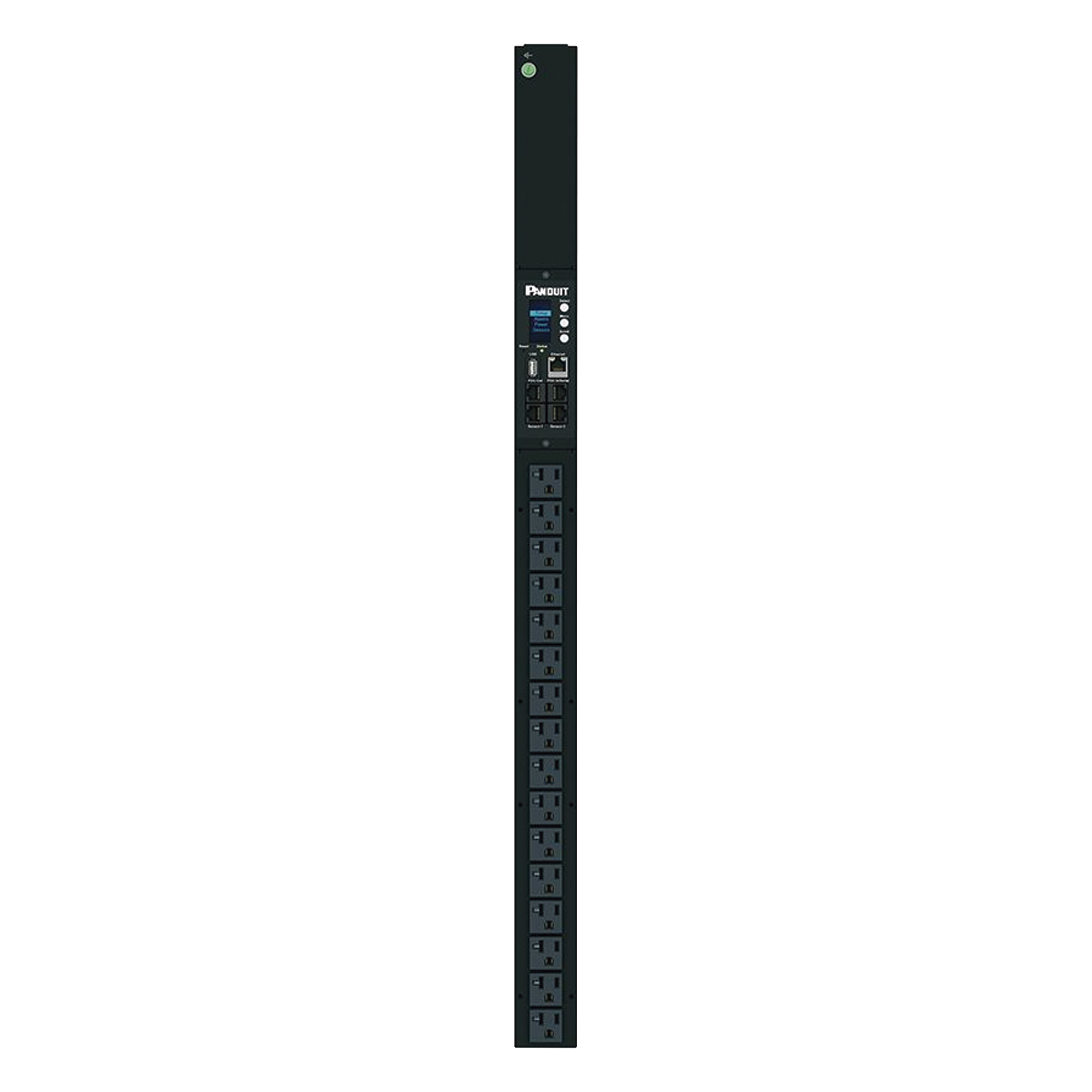 PDU Monitoreable / 16 Salidas NEMA 5-20R / Entrada NEMA 5-15P / 120 Vca / 15 A / 1.4 kVA / Instalación Vertical