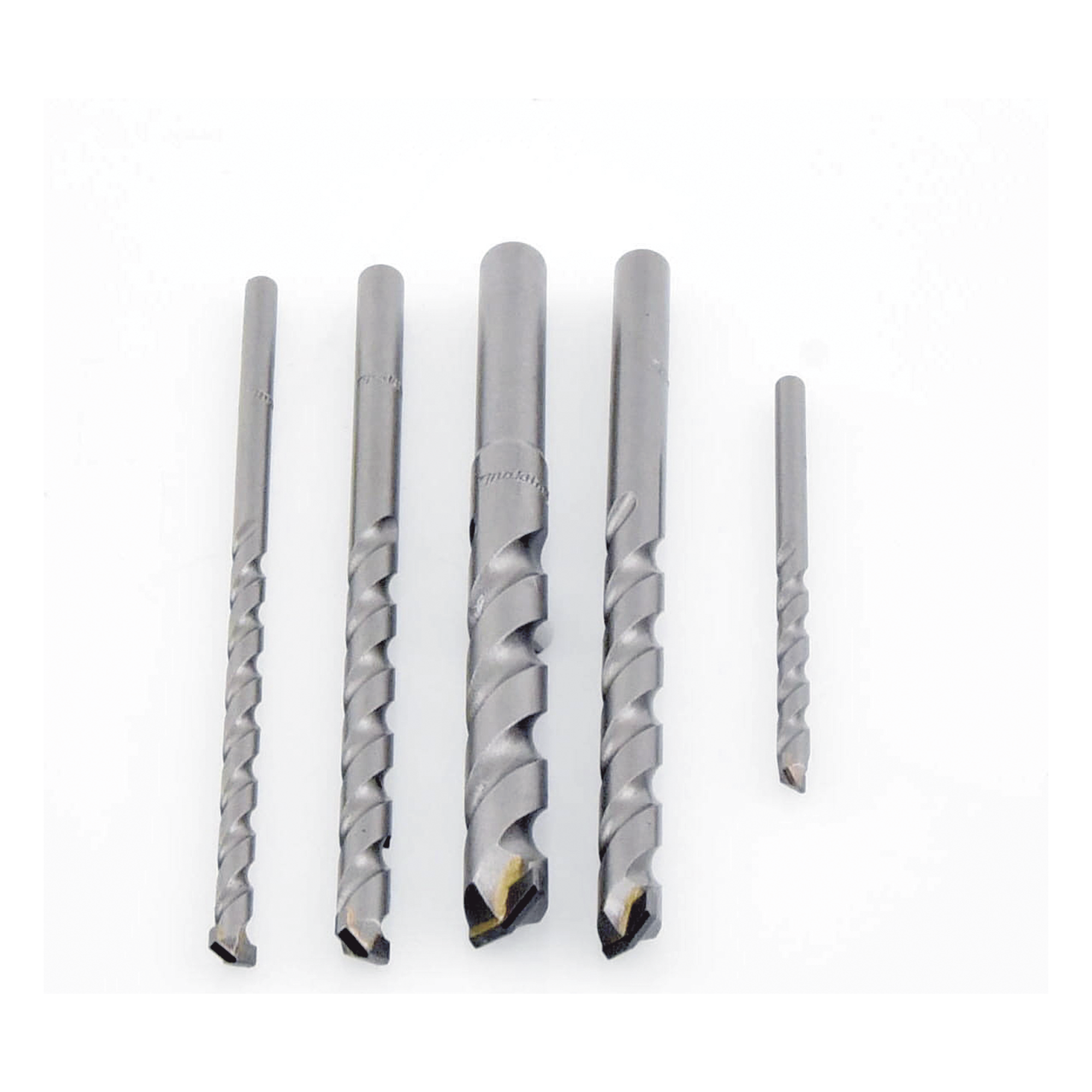 Juego de 5 Pzas. de Broca para Concreto, Zanco Recto (3/16", 1/4", 5/16", 3/8" y 1/2").
