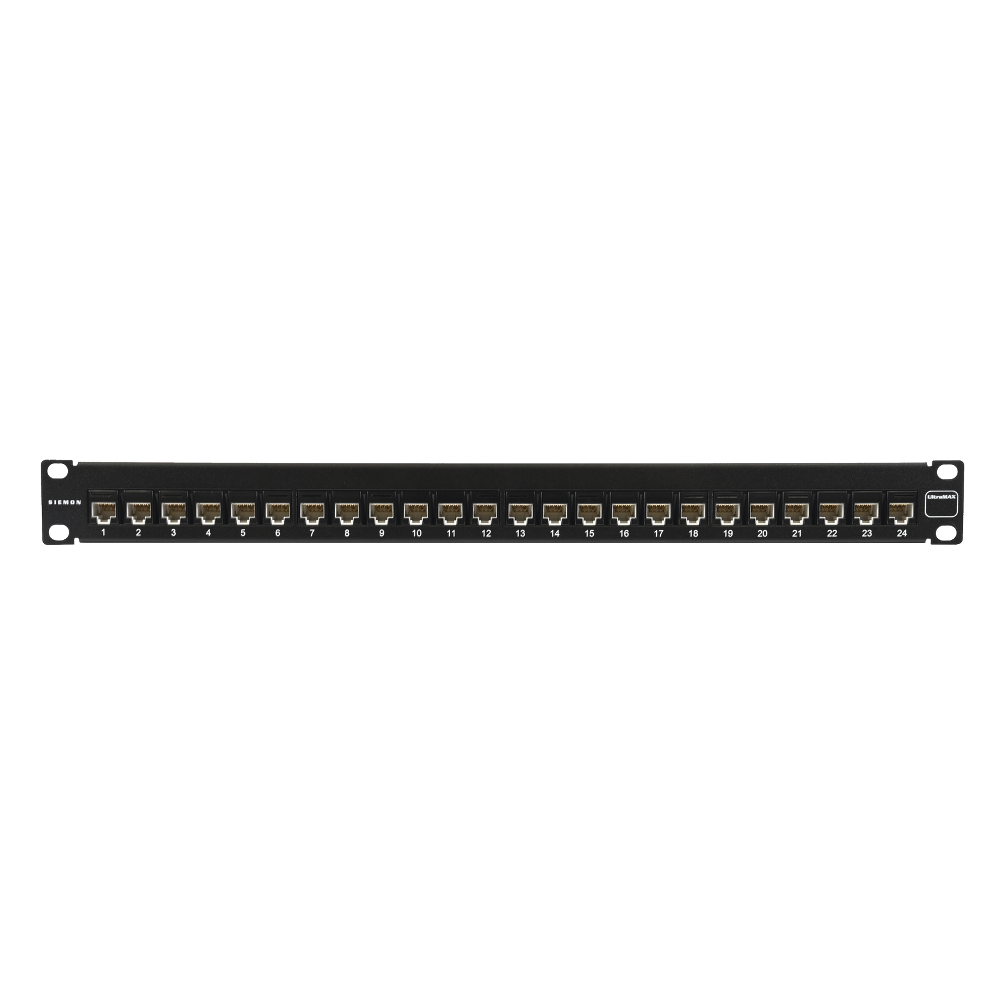 Patch Panel / UTP Cat6A / 24 Puertos Precargados / Plano 1U / Rack 19' — SIEMON · SKU UP6A-F1-24L-RS