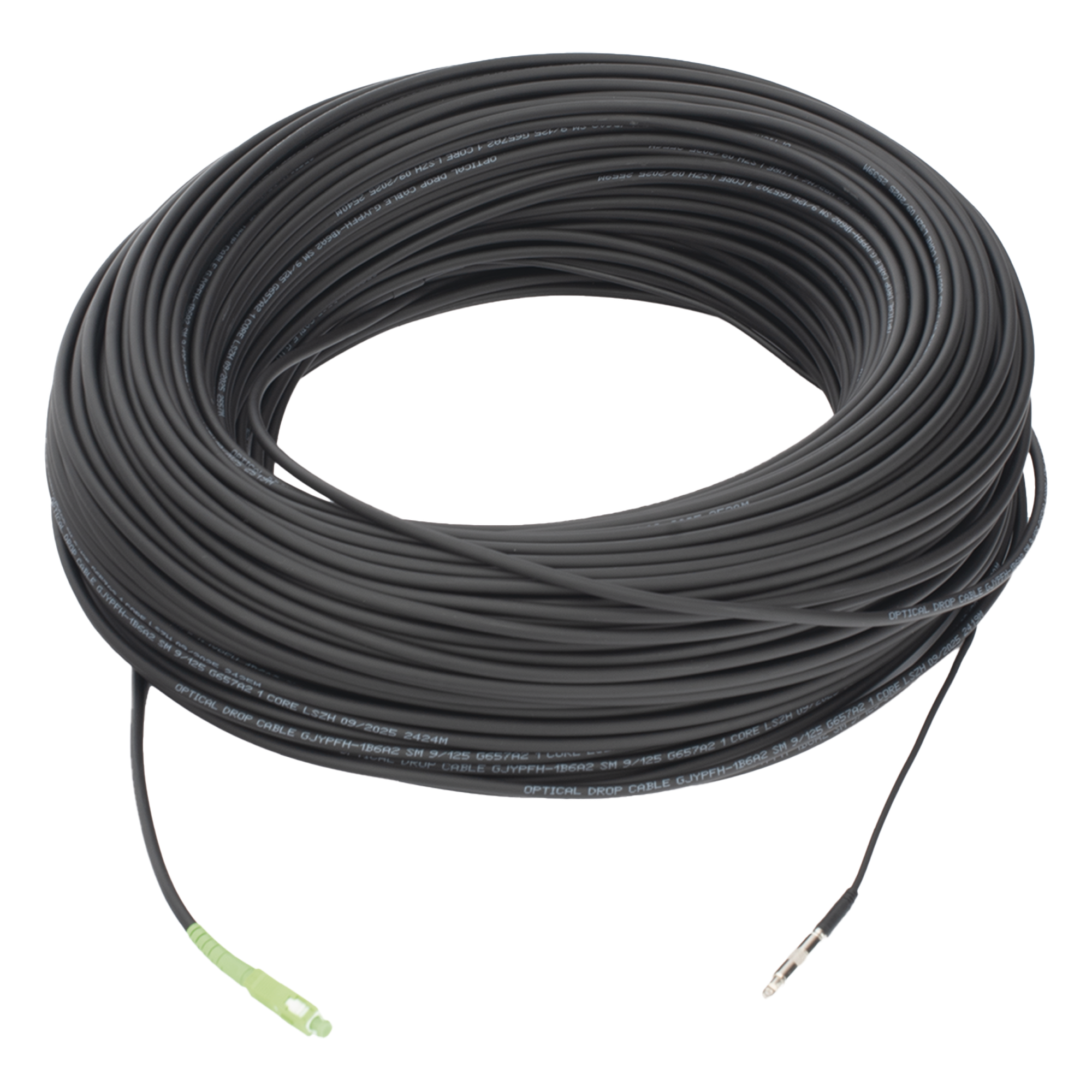 Cable de Fibra Óptica Drop / G.657A2 Monomodo / Simplex SC/APC-SC/APC / 150 m (492.13 pies) / LS0H / Unifibra / Interior-Exterior — LINKEDPRO BY EPCOM · SKU LP-150-SCA