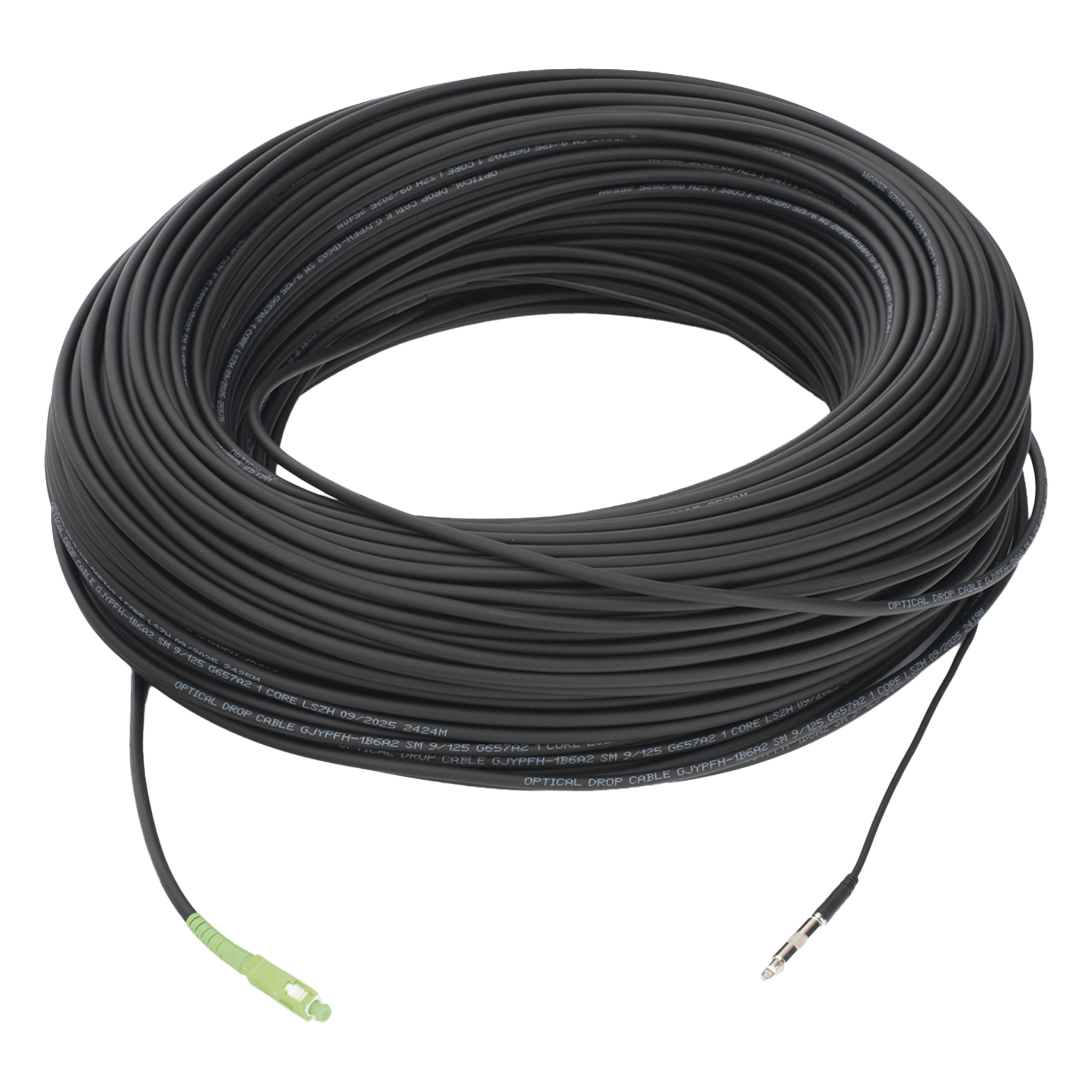 Cable de Fibra Óptica Drop / G.657A2 Monomodo / SC/APC a SC/APC / 200 m (656.2 ft) / LS0H / Unifibra / Interior/Exterior — LINKEDPRO BY EPCOM · SKU LP-200-SCA