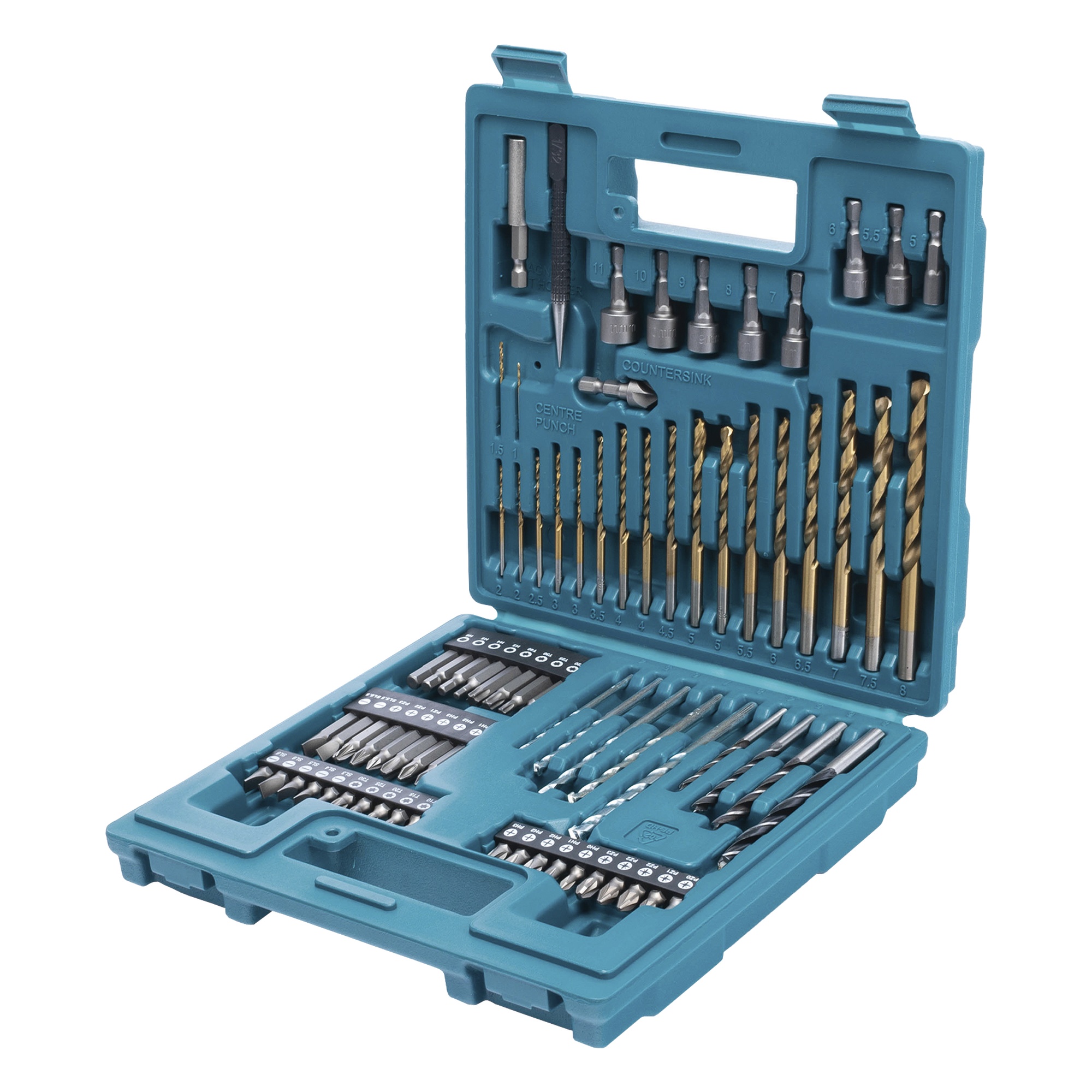 Juego de accesorios multiproposito / 75 piezas / Brocas HSS-TiN / Dados 5-11 mm / Puntas PH-PZ-T — MAKITA · SKU B-49373