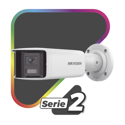 [FlexVu] [PROTECCIÓN ACTIVA] Bala IP Panorámica 4 Megapixel / 2 Lentes 2.8 mm (180°) / Imagen a Color 24/7 (ColorVu) / PoE / WDR 130° / IP67 / ACUSENSE / Luz Estroboscópica y Alarma Audible / 40 mts Luz Blanca / Micro SD