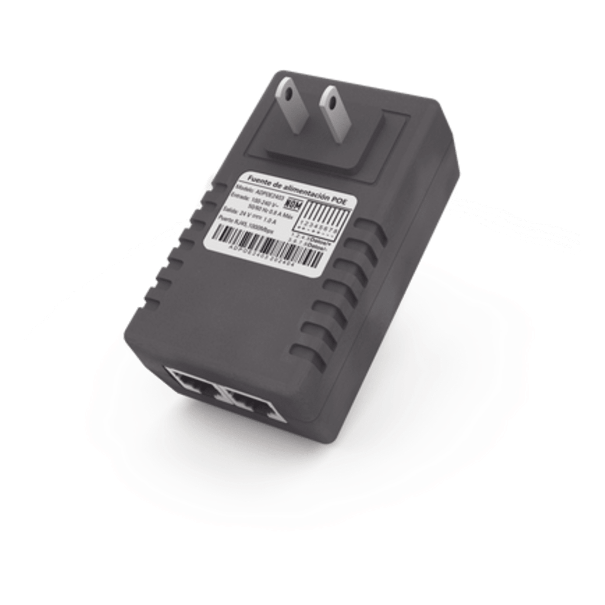 Inyector PoE de Pared / 48 Vcc / 0.5 A / 24 W / Doble Puerto RJ45 / Protección Integrada OV-OC-SC-UV / -25°C a 65°C — EPCOM POWERLINE · SKU ADPOE4805