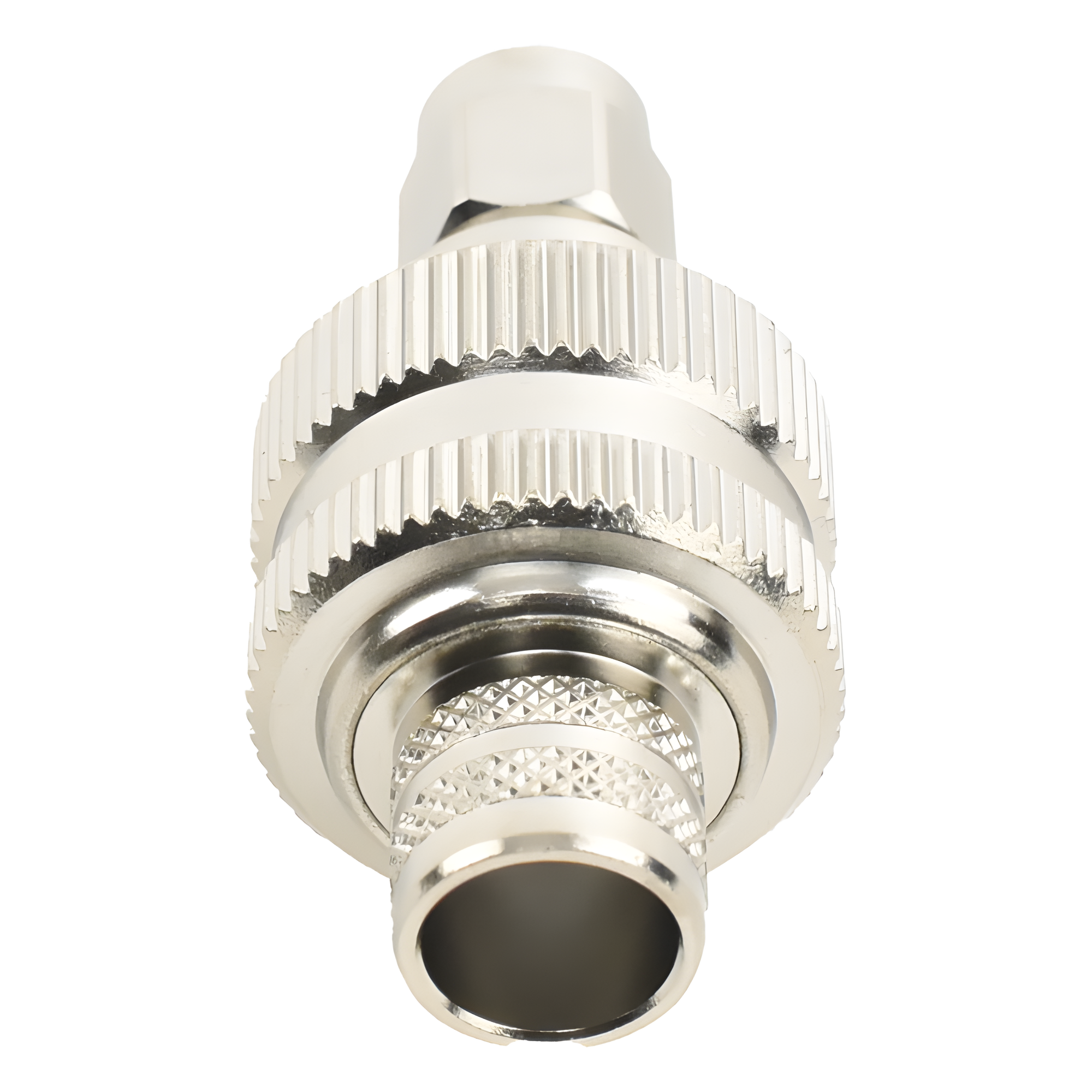 Conector SMA Macho Inverso / Anillo Plegable / Cables RG-8/U, LMR-400, Belden 9913 / Cuerpo Bronce Níquel / Contacto Oro / Aislante Teflón