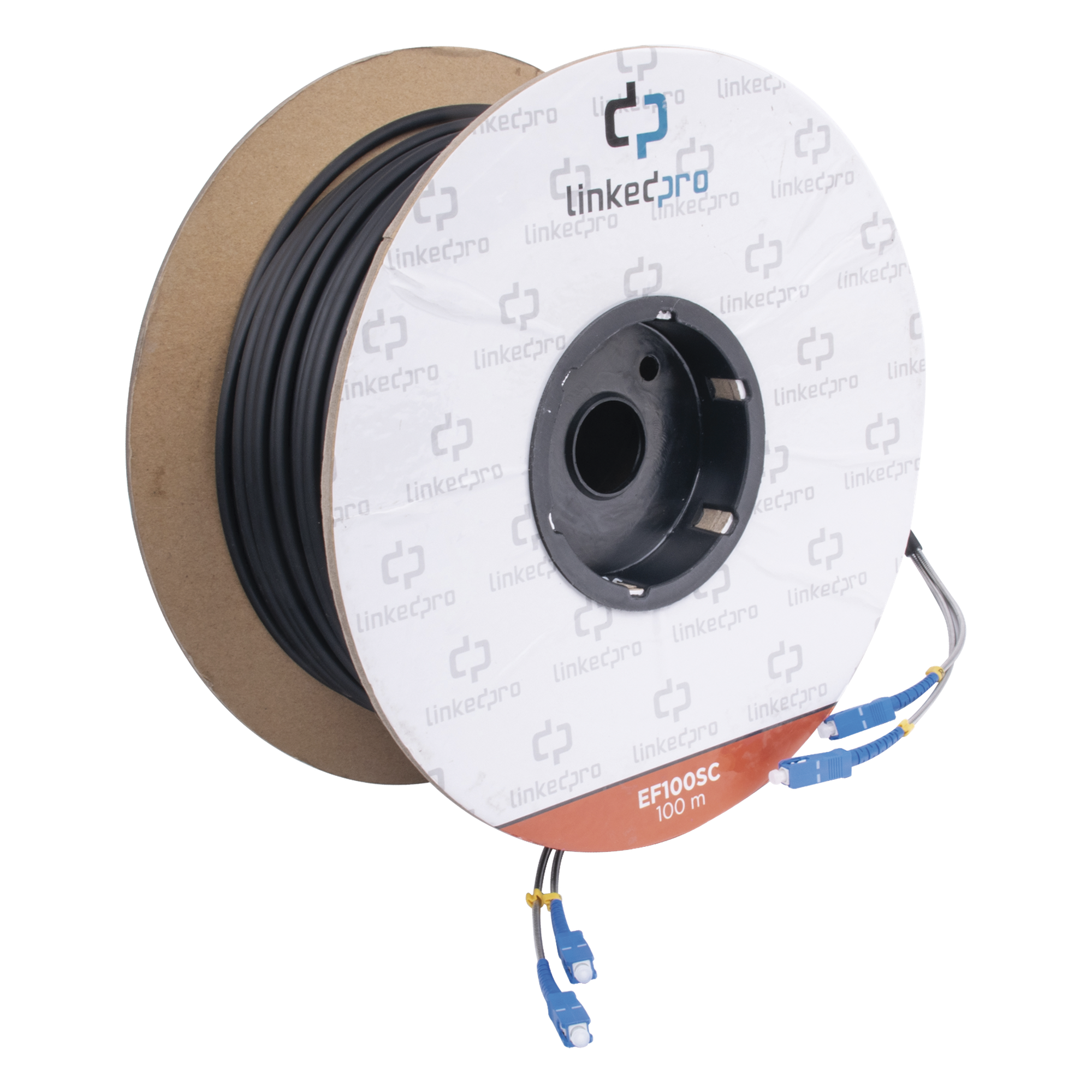 Carrete de Fibra Óptica / Monomodo 9/125 / SC-SC Duplex / Kevlar / 100 m (328.08 pies) — LINKEDPRO BY EPCOM · SKU EF-100-SC