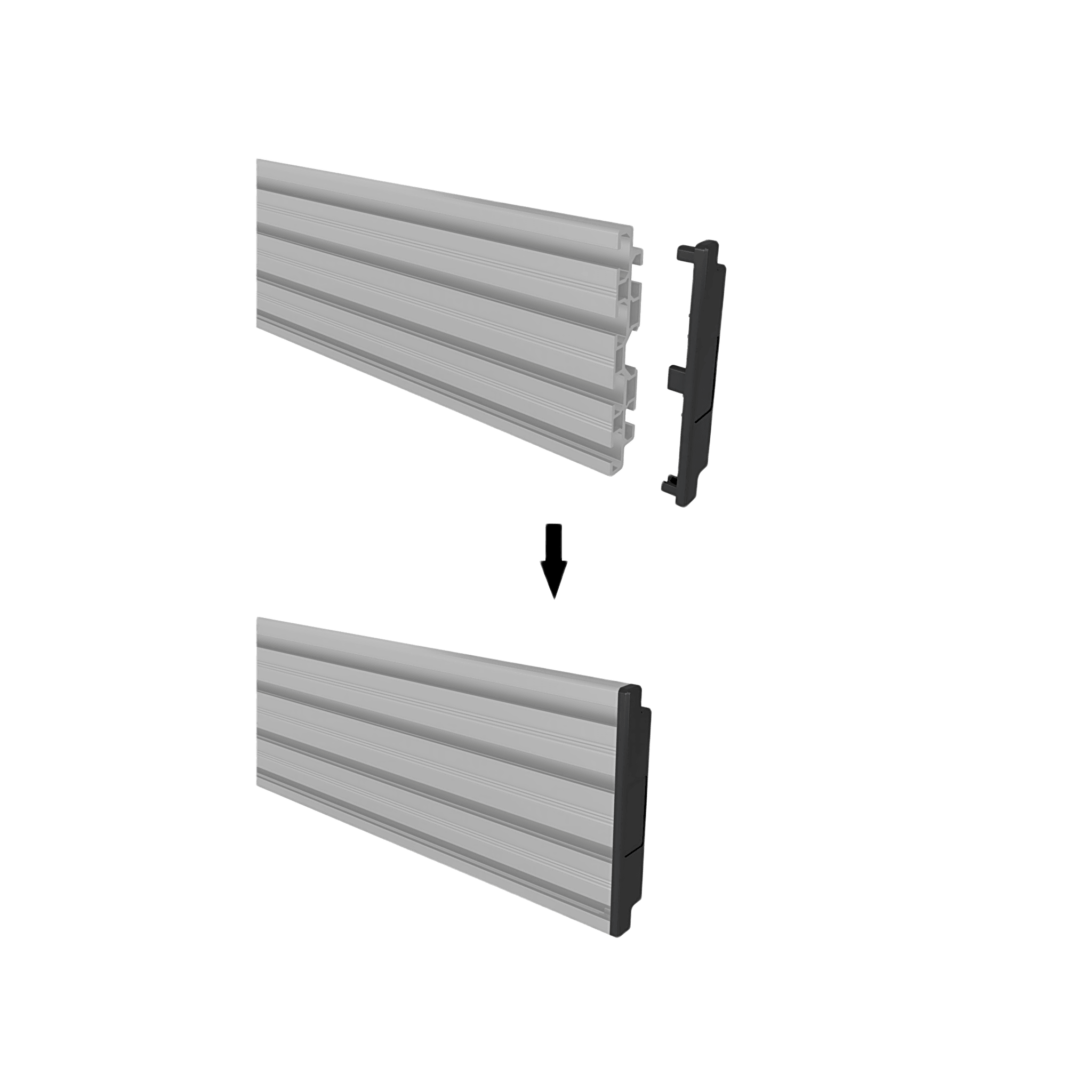 Accesorio_ Riel de Aluminio con Longitud 1750 mm | Ancho 120 mm|  Espesor 9 mm | Incluye Tapas y Tornillos | Compatible con estructura para Videowall | Diseño Modular