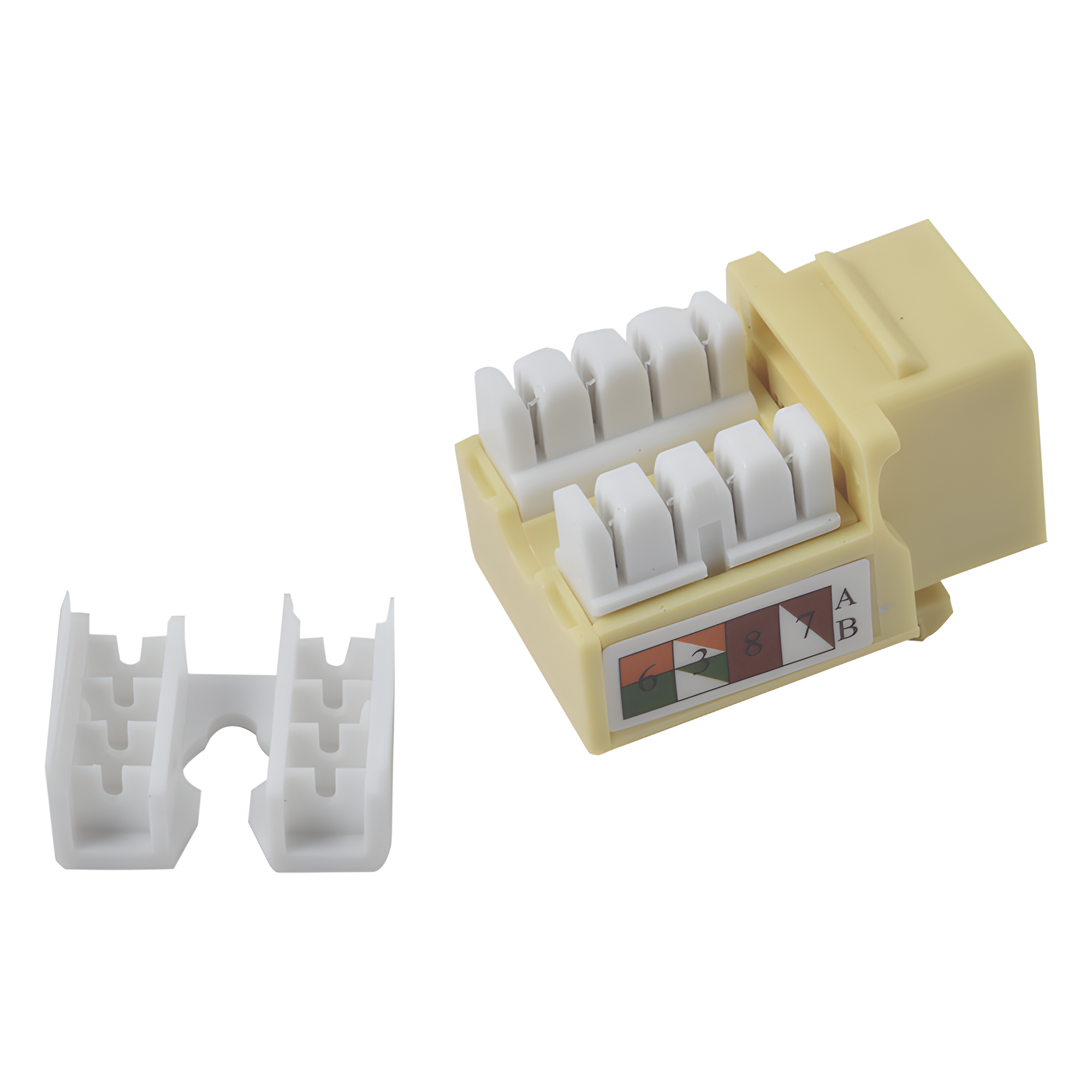 Jack Keystone Cat5e / Terminación 110 Punchdown / RJ45 Sin Blindaje / 90° / 24-26 AWG / Amarillo
