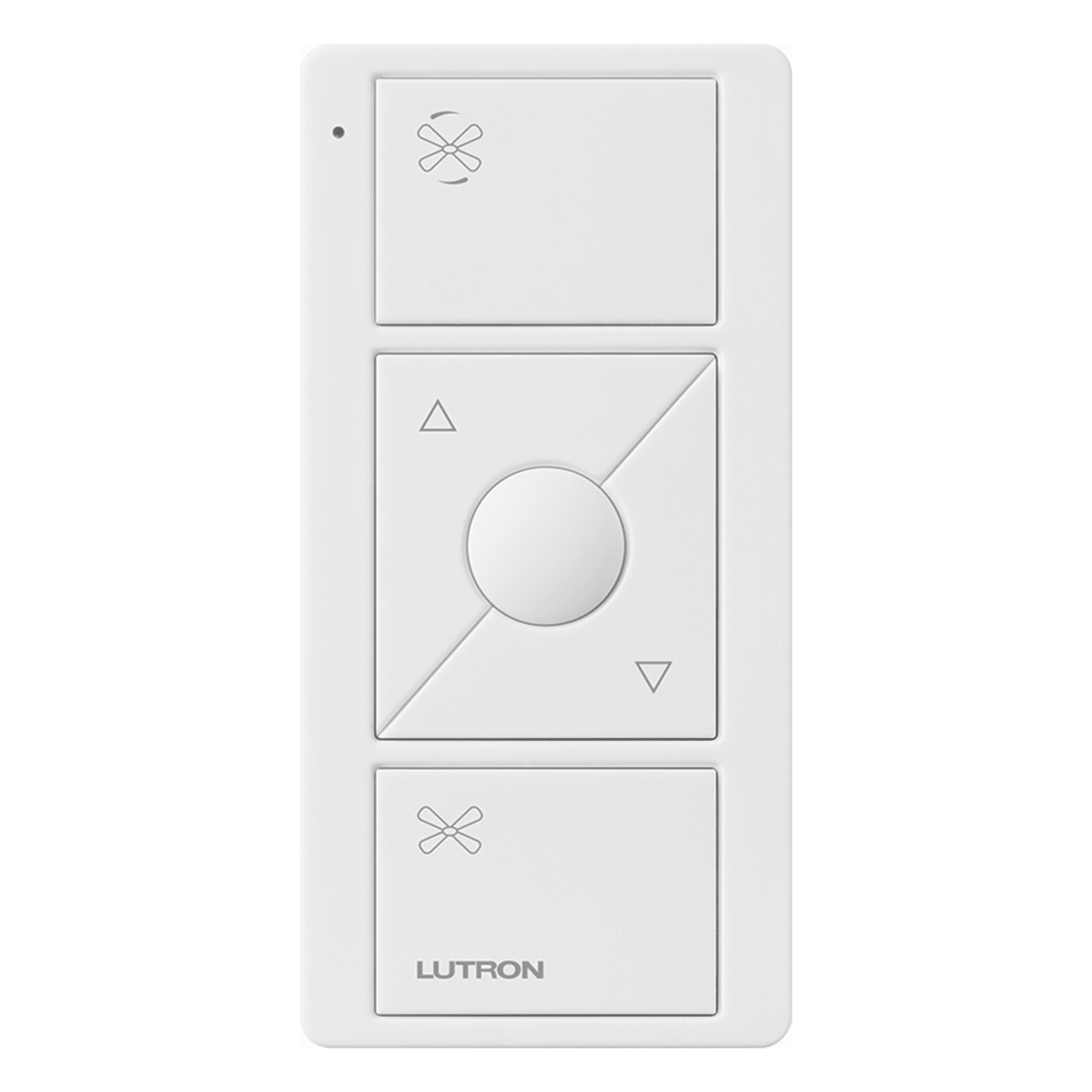Control Inalámbrico para Ventilador de Techo / 3 Botones / Alcance 9 m (29.5 ft) / RF 431-437 MHz / Batería 10 Años / Interior 0 a 60 °C — LUTRON ELECTRONICS · SKU PJ23BRLGWHF01