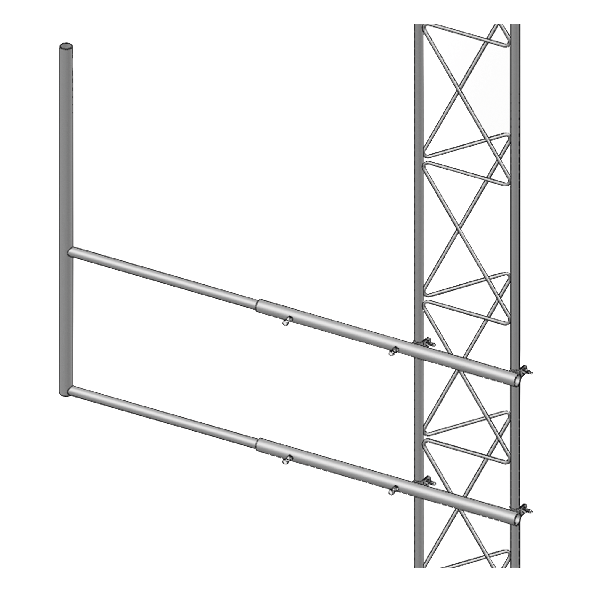 Brazo Lateral para Torre / Acero ASTM A36 / Galvanizado Electrolítico ASTM B-633 / Tubo 1' Ced. 30 / Altura 1 m (3.28 ft) / Peso 7.35 kg / Compatible STZ35