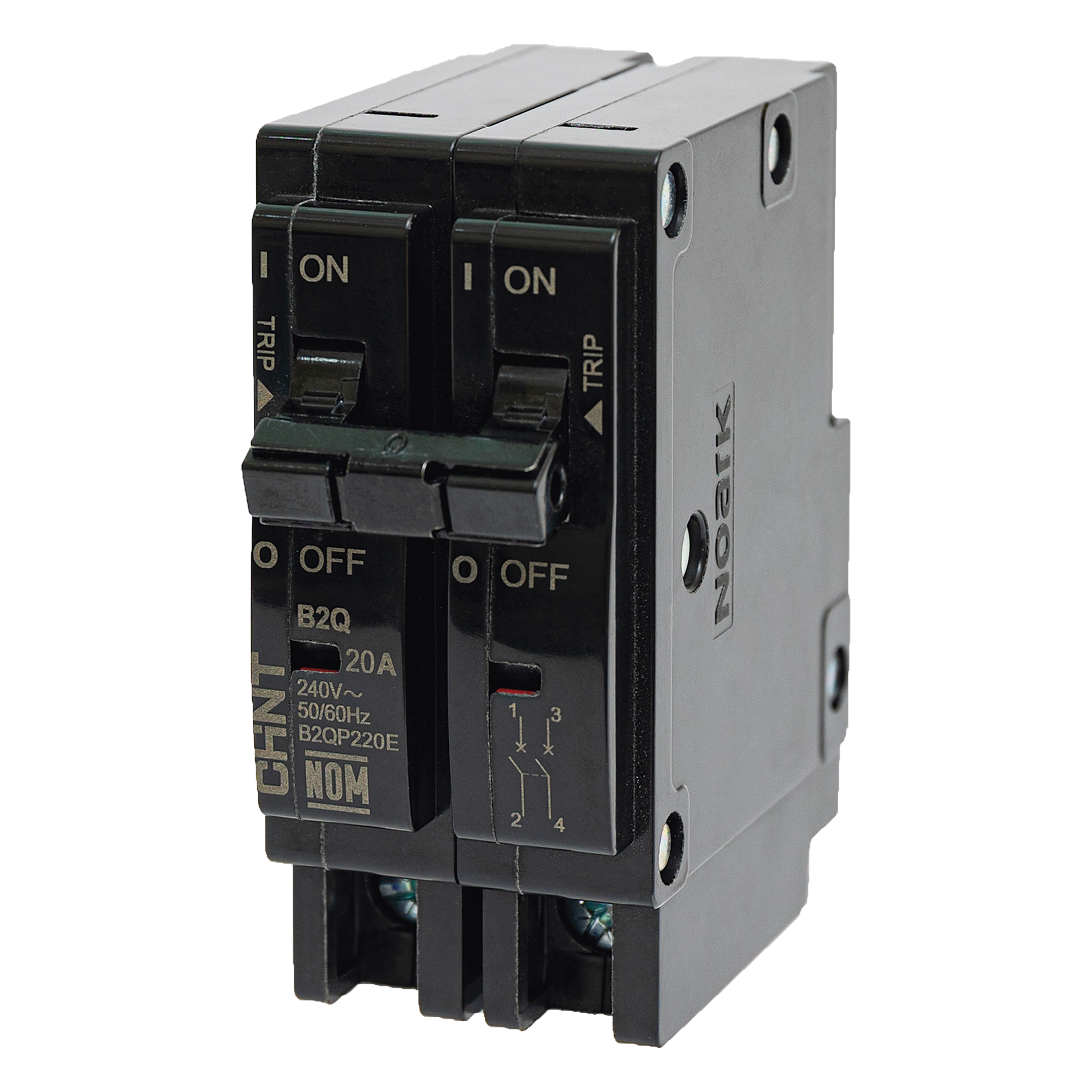 Interruptor Termomagnético Enchufable / 2 Polos / 40A / 240 VCA / Capacidad Interruptiva 10kA / -30 a 70°C — CHINT · SKU B2QP240E