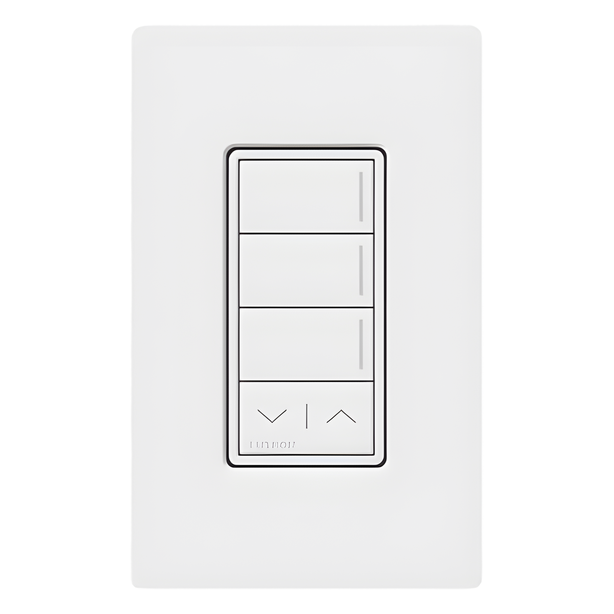 Botonera de Pared / 3 Botones de Escena / Barra Subir/Bajar / Retroiluminada / RF Clear Connect Type X / 120-277 V — LUTRON RADIORA 3 · SKU RRSTHN3RLWH