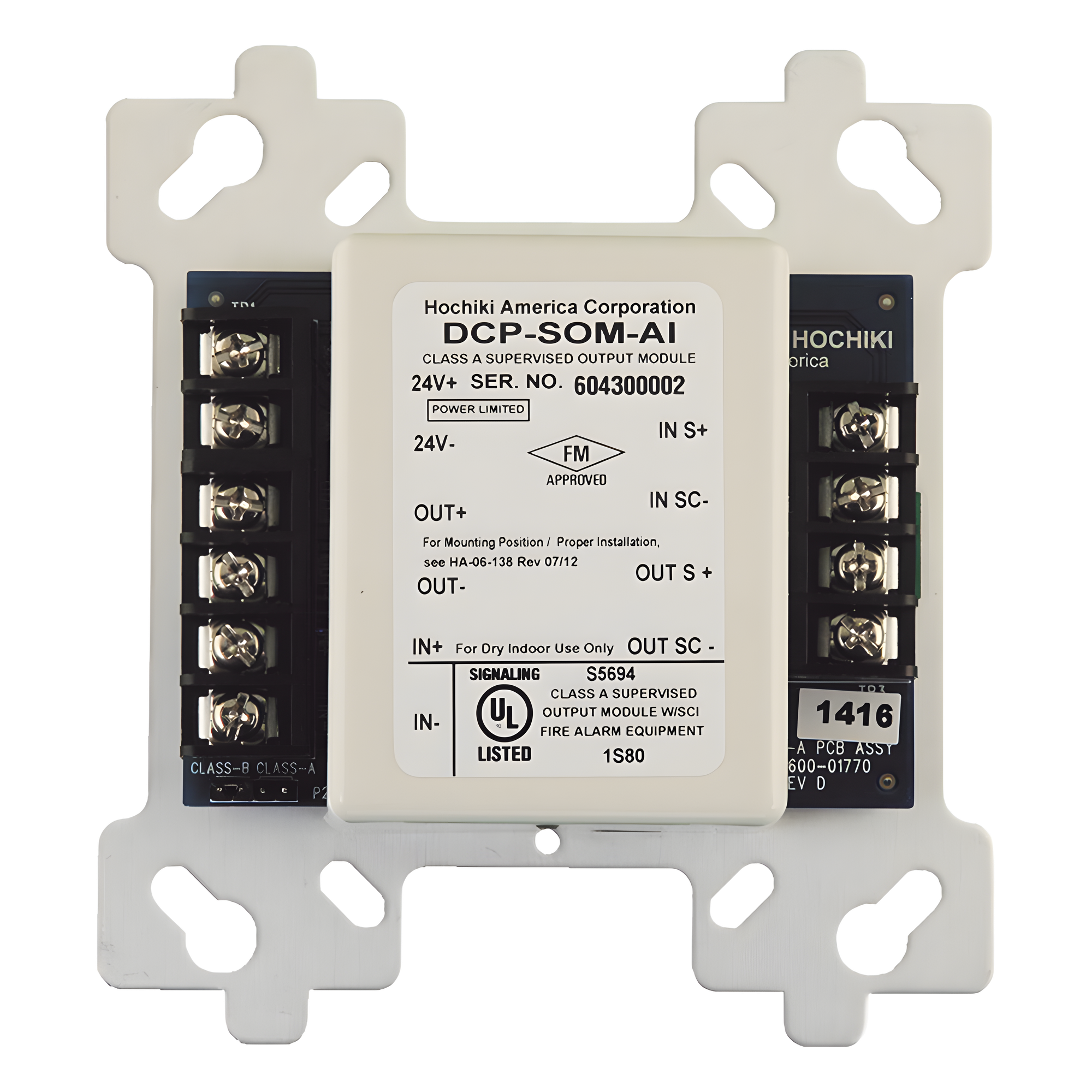 Módulo de Control Direccionable de Salida Supervisada / Clase A y B / 2 A a 30 VDC / Aislador de Cortocircuito Integrado — HOCHIKI · SKU DCP-SOM-AI