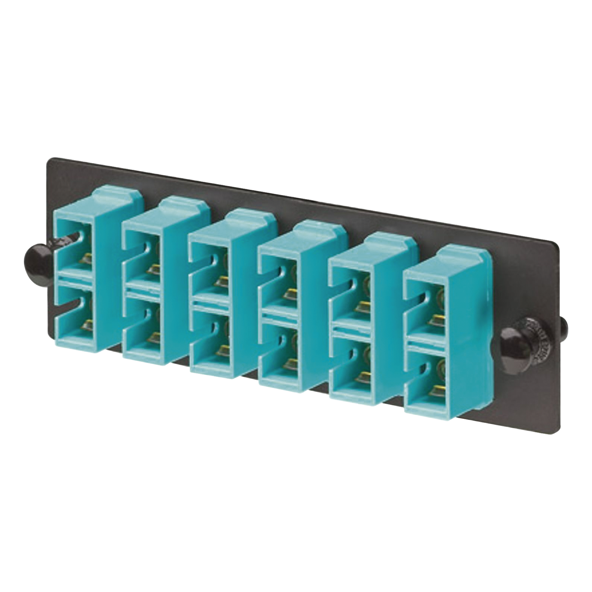 Placa Acopladora de Fibra Óptica / 6 Conectores SC Duplex (12 Fibras) / Multimodo OM3/OM4 / Color Aqua / Alta Densidad — PANDUIT · SKU FAP6WAQDSCZ