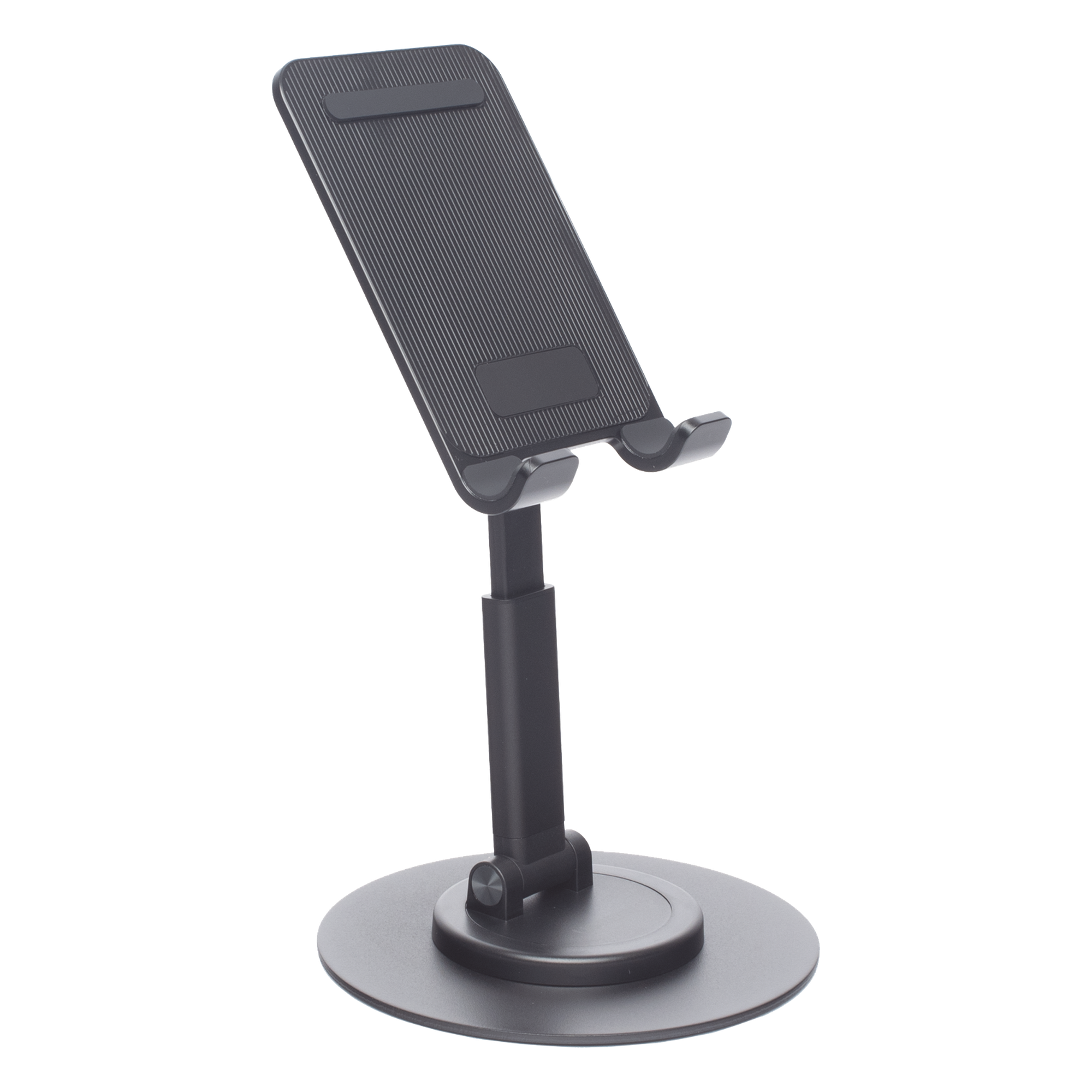 Soporte para Teléfono Celular Giratorio | 360° de Rotación | Angulo Ajustable | Altura Ajustable 17-20cm  | Antideslizante | Ejes Giratorios de Alta Precisión| Plegable | Aluminio | Color Gris