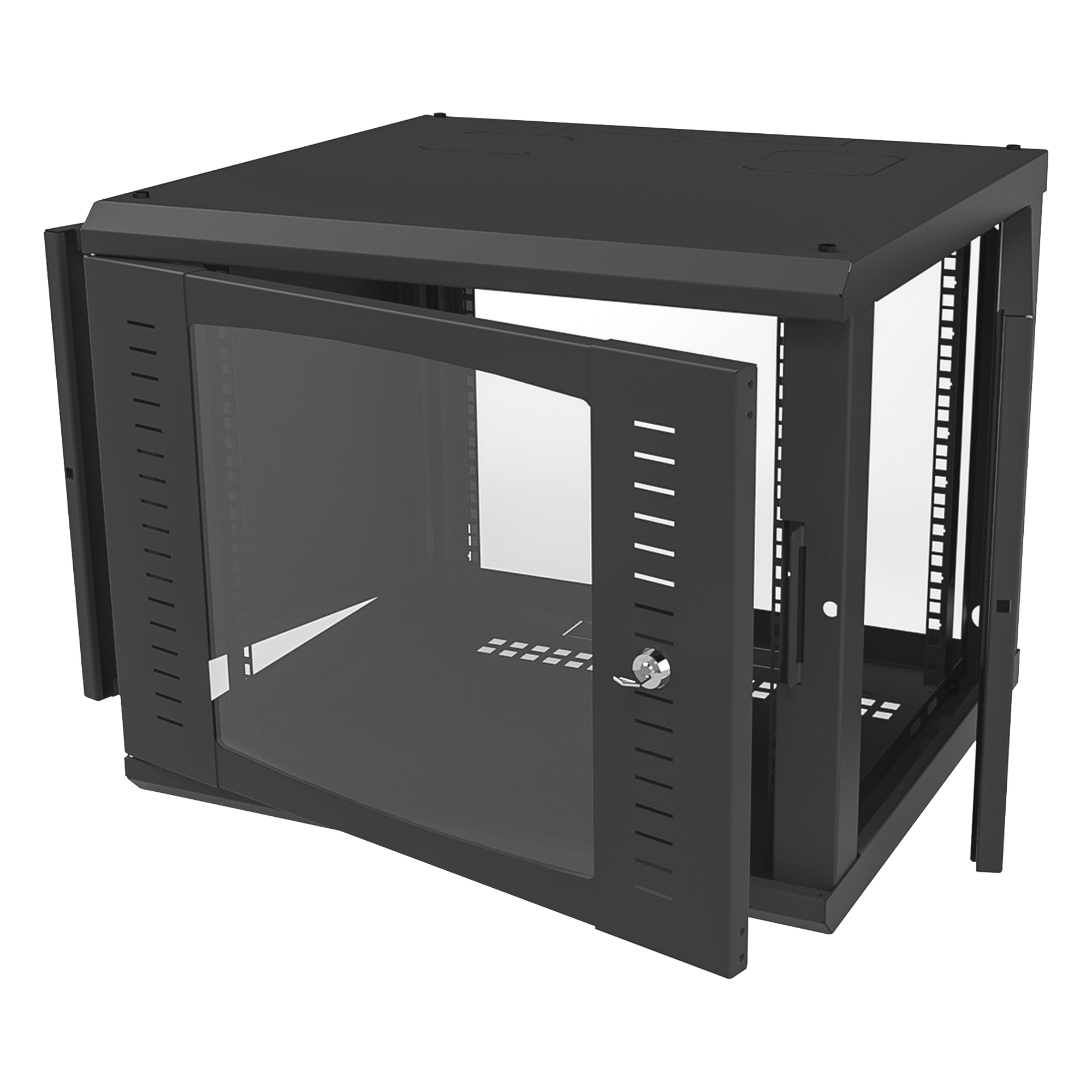 Gabinete para Montaje en Pared Fijo, con 9 Unidades de Rack, de 19in, Puerta de Cristal Templado, Fabricado en Acero