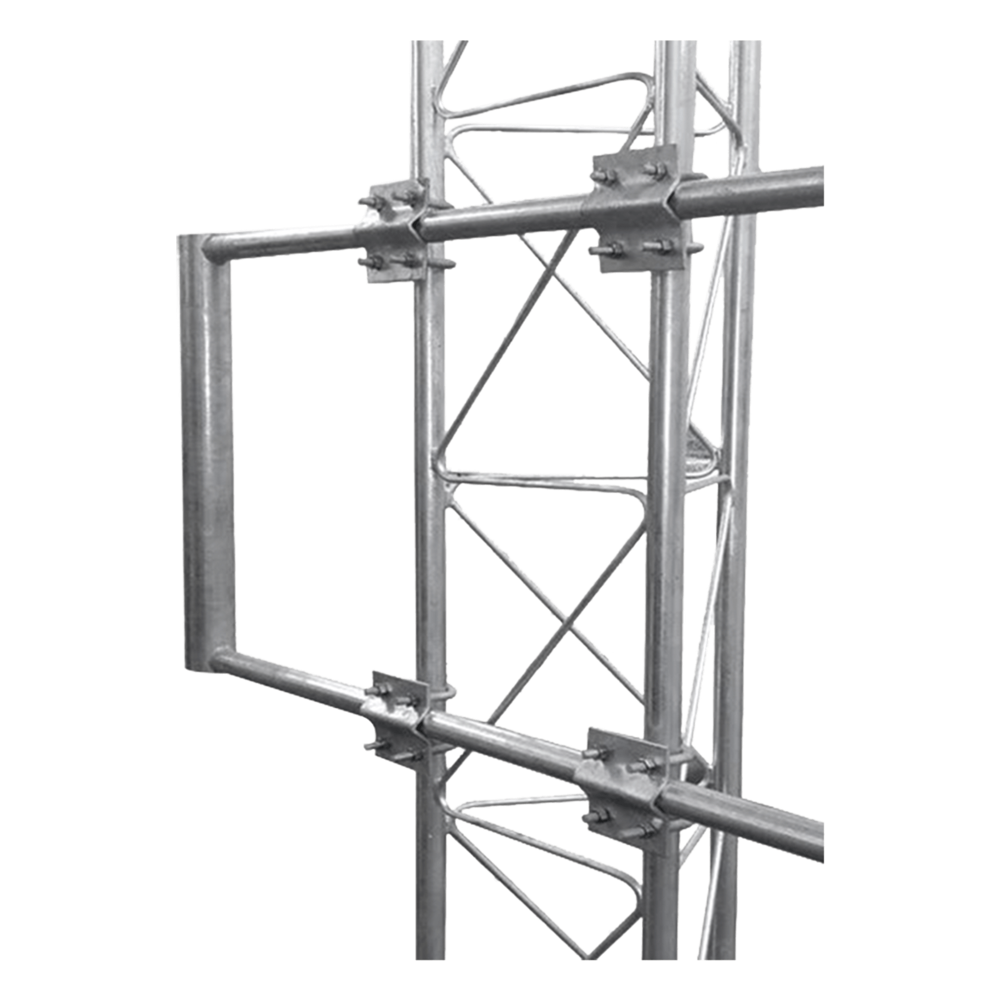 Brazo para Torre Arriostrada / Acero ASTM A-36 / Galvanizado por Inmersión / Tubo Principal 60 cm (1.97 ft) Ø 2' / Tubos Laterales 80 cm (2.62 ft) Ø 1' / Torres hasta 60 cm (1.97 ft) — SYSCOM TOWERS · SKU SBL-UNI-3G